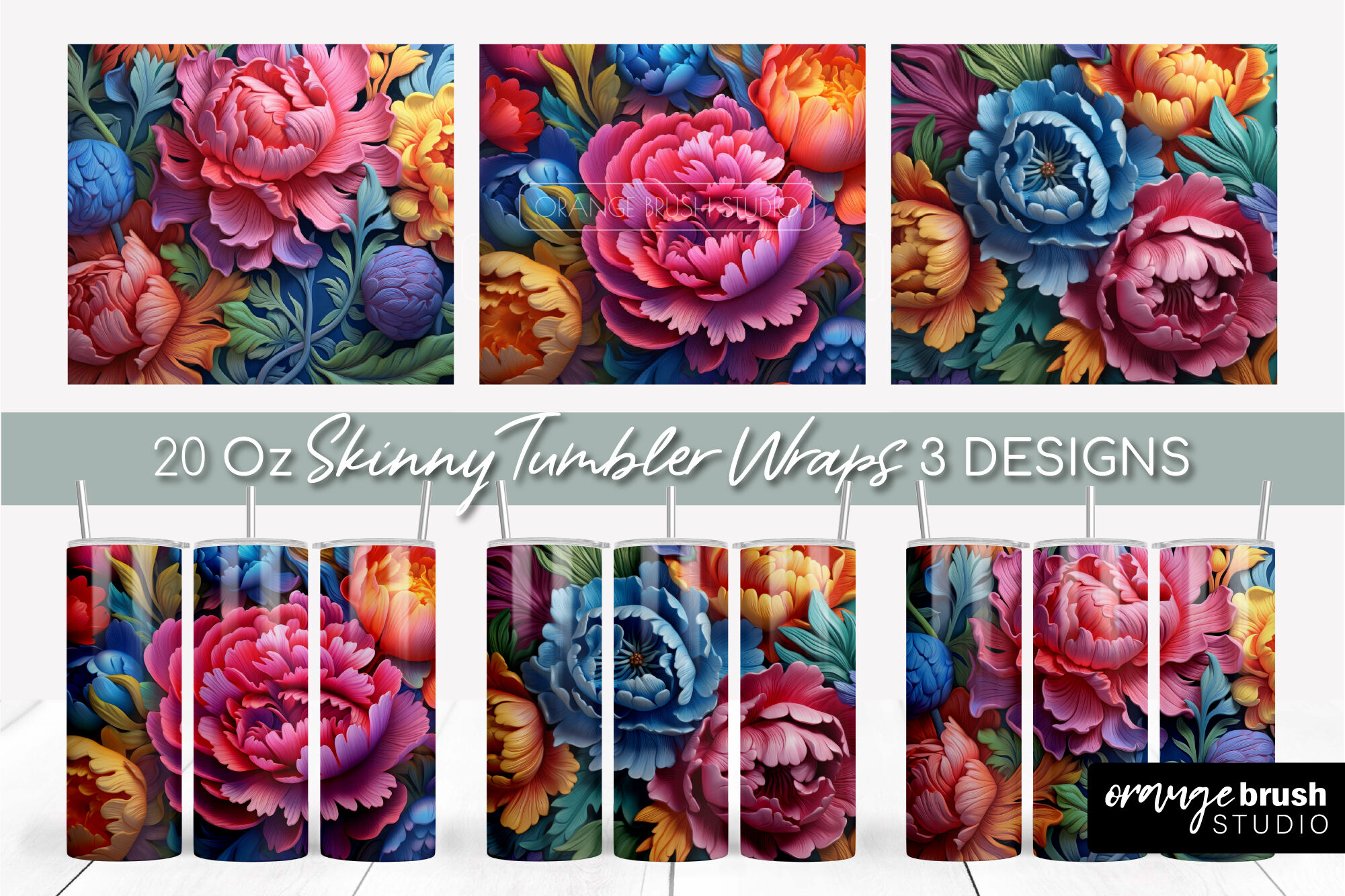 Rainbow Sublimation Wraps for Tumblers Canva Template