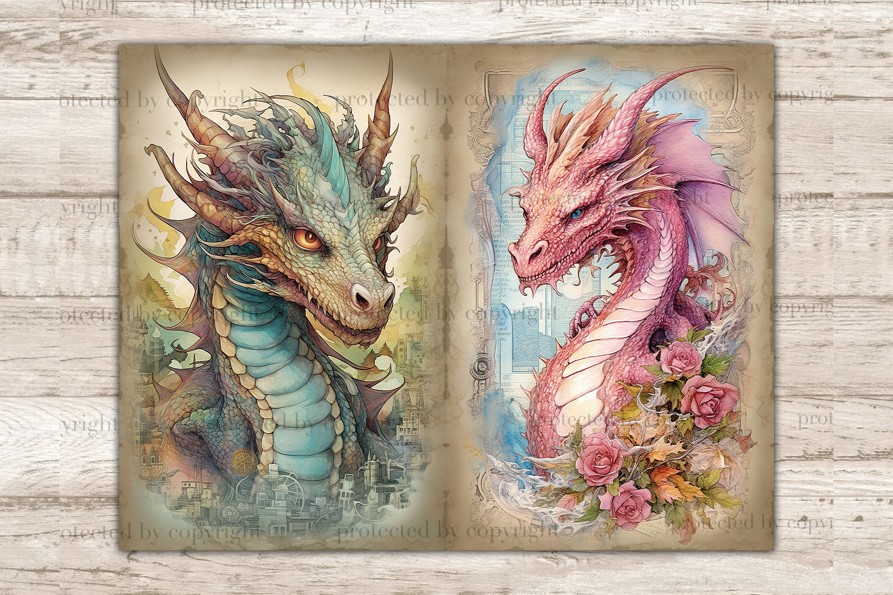 Dragon Collage sketchbook cover is FINISHED by HollyRoseBriar on