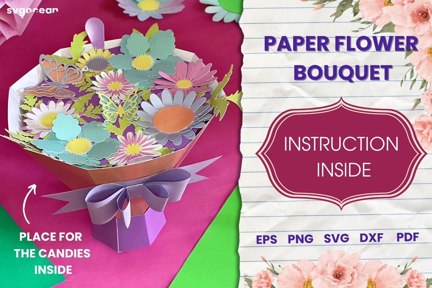 Paper Flower Bouquet SVG By SvgOcean TheHungryJPEG