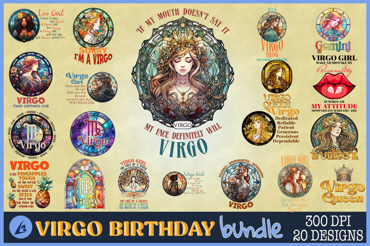 Virgo Zodiac Birthday Bundle PNG By Pecgine | TheHungryJPEG
