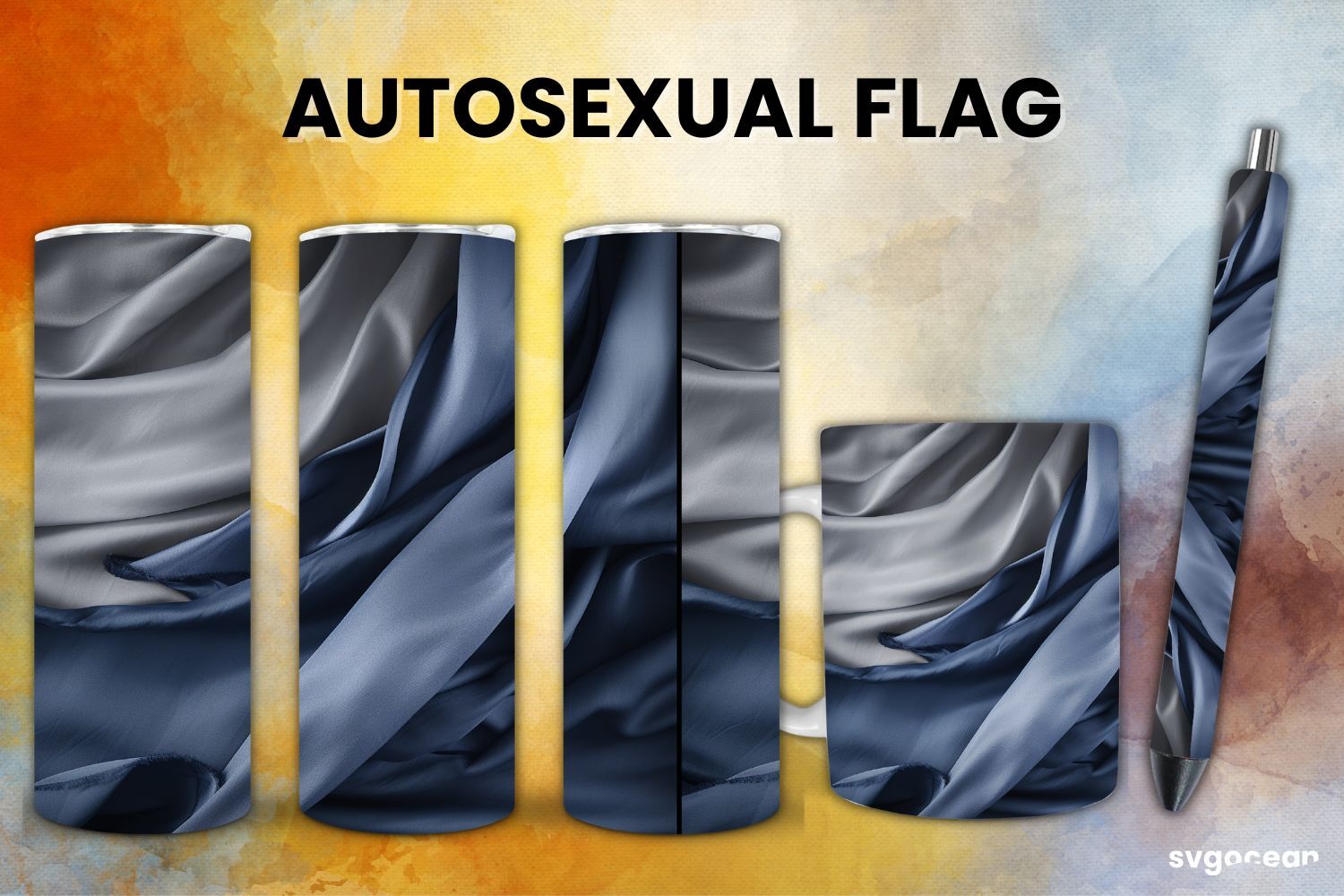 Lgbtq Autosexual Flag Bundle Tumbler Mug Pen By Svgocean Thehungryjpeg 2184