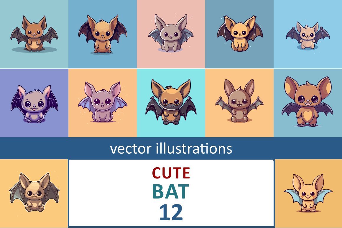 Bat Kawaii Animal Lovely Cute Cartoon Chibi Style Full Body Holding Pencil  Outlined Pokemon Black Border Japanese Style Pastel Colors Neko Anime  Character High Detail High Quality Intricate Details Beautiful · Creative