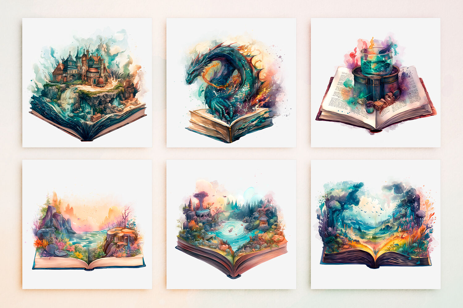 Spell Book Vintage Style Watercolor SVG Cut file by Creative