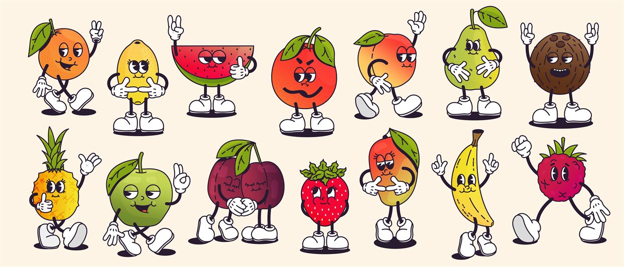 cute fruit cartoon