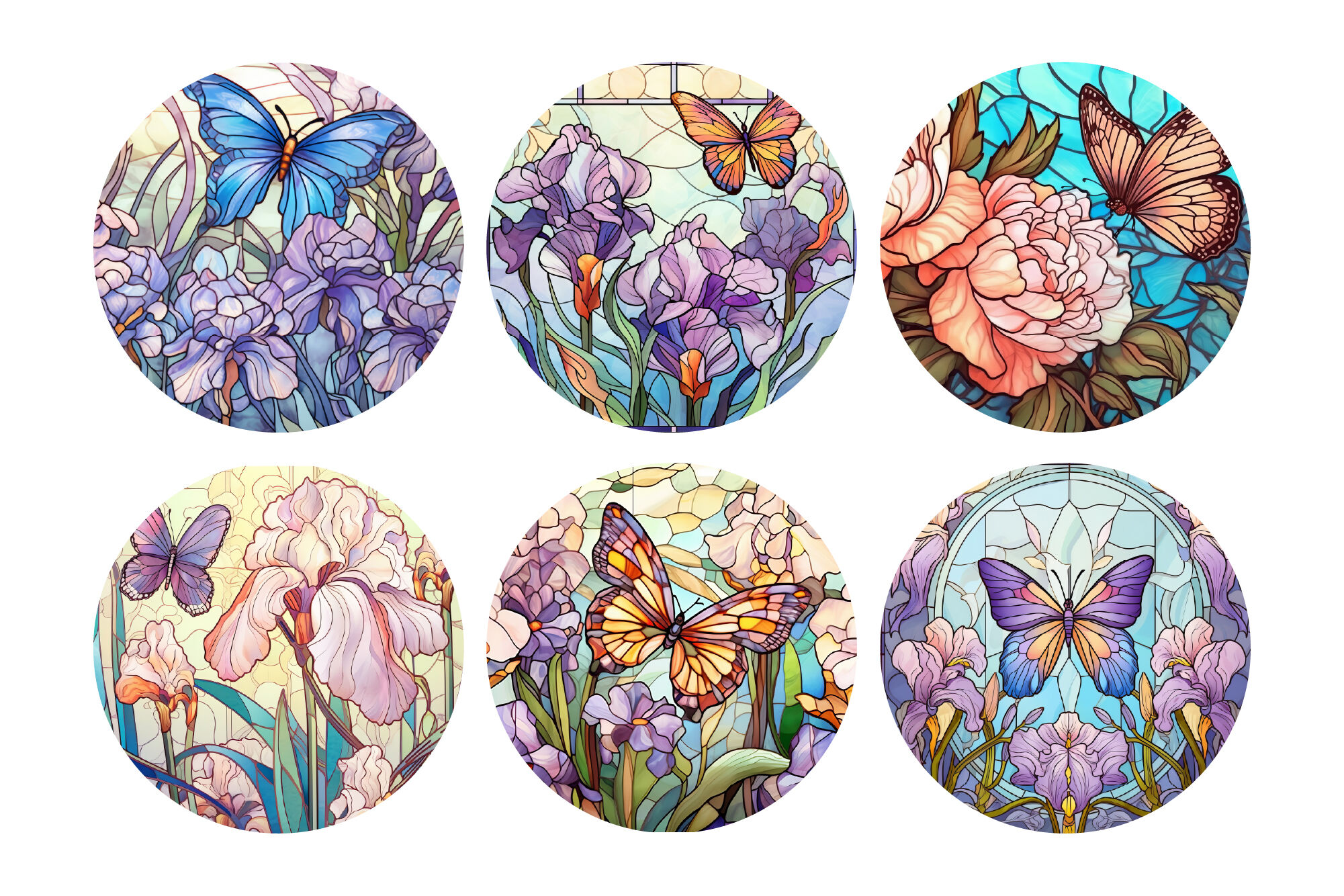 Butterfly Round Sublimation Stained Glass Background By Orange Brush ...