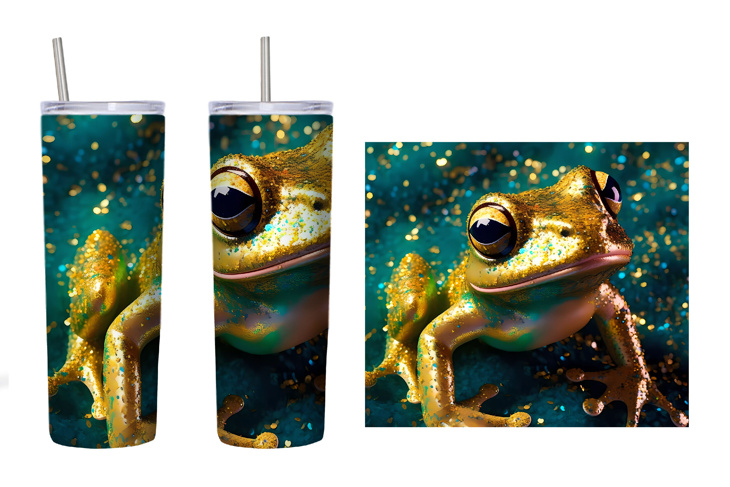 Frog Tumbler Sublimation. Frog Glitter Tumbler Design By IrinaShishkova