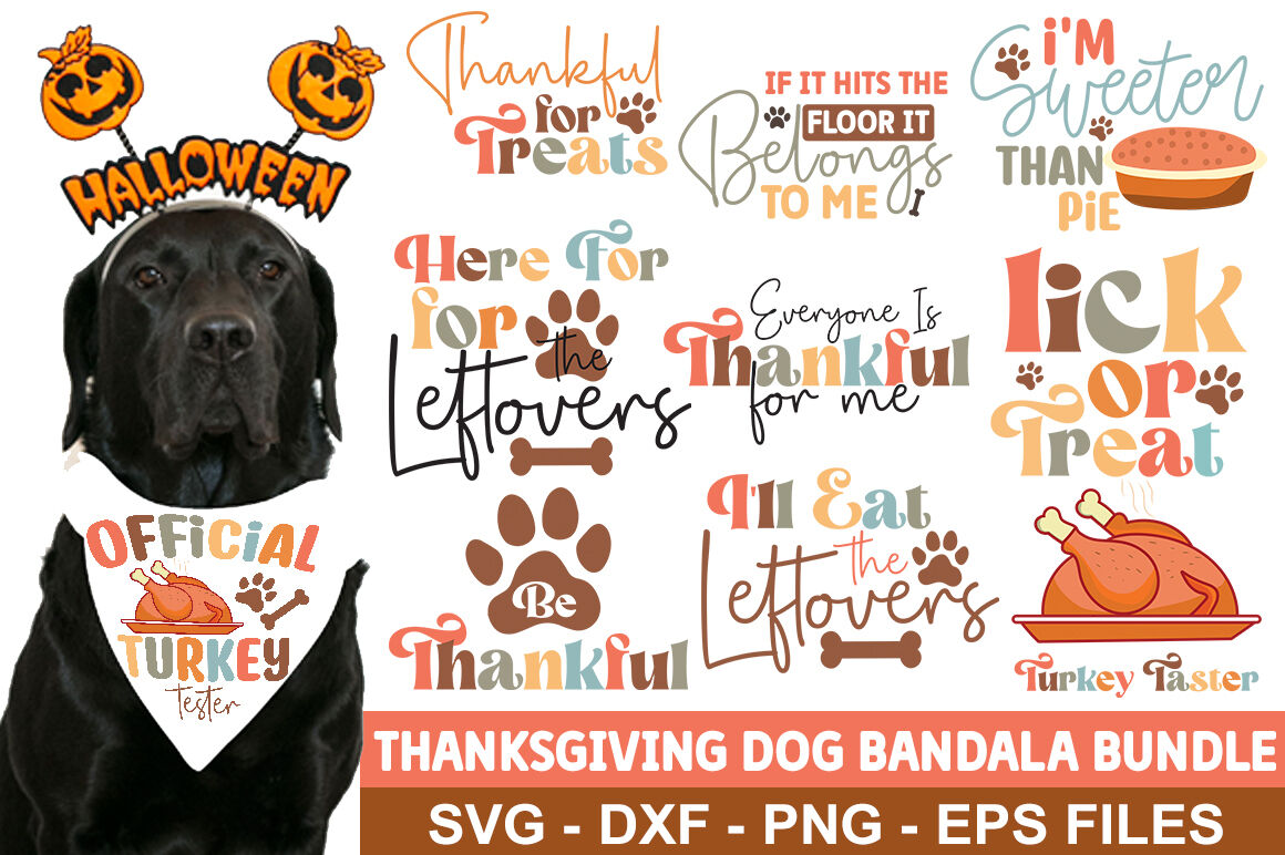 Thanksgiving Dog Bandana SVG for Cricut and Silhouette