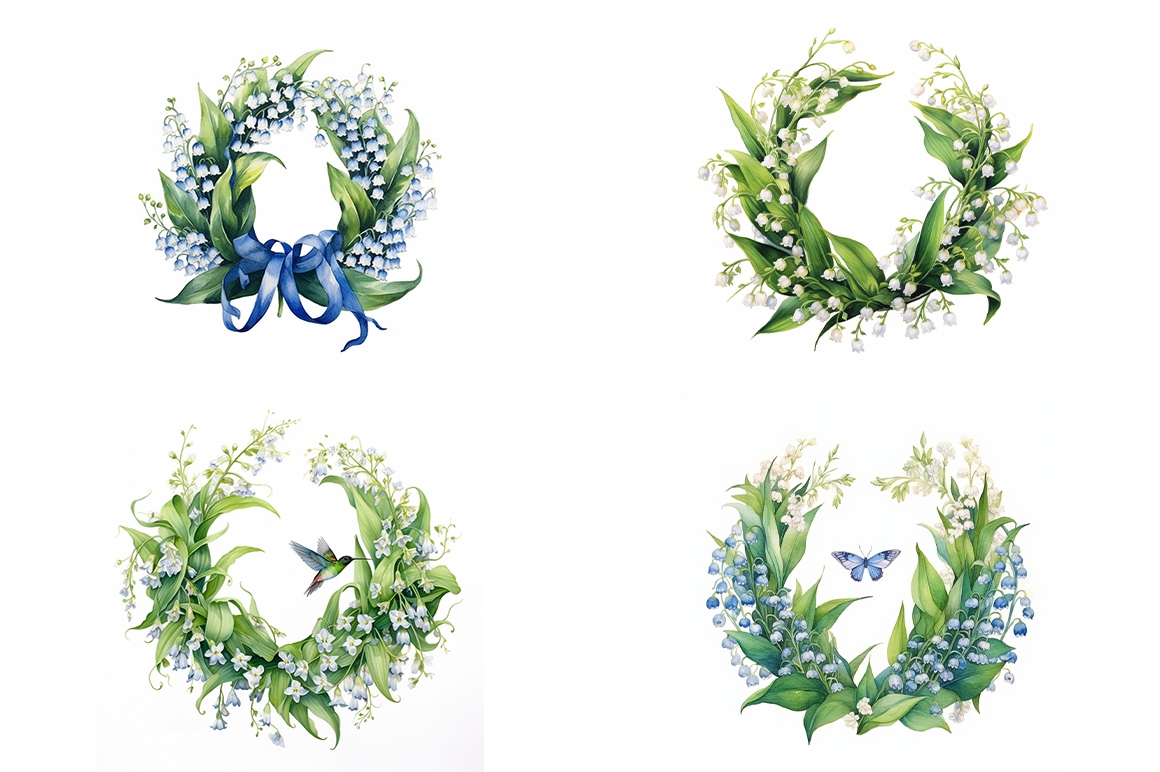 Lily of the Valley Wreaths By artsy-fartsy | TheHungryJPEG