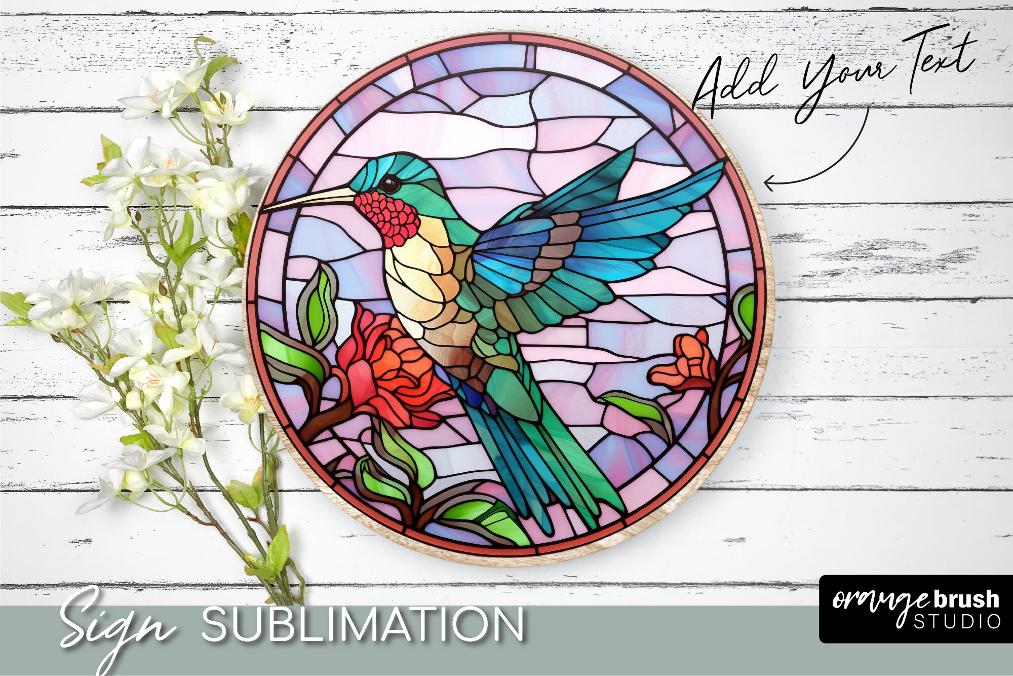 Diamond Painting - Full Round - Stained Glass Hummingbird(30*30cm)-965698.01