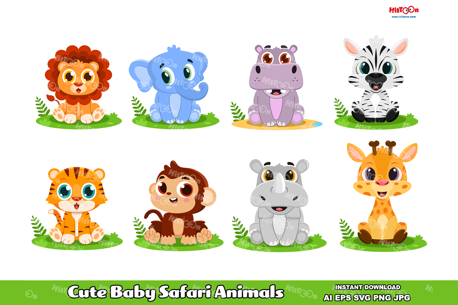 cartoon baby safari animals