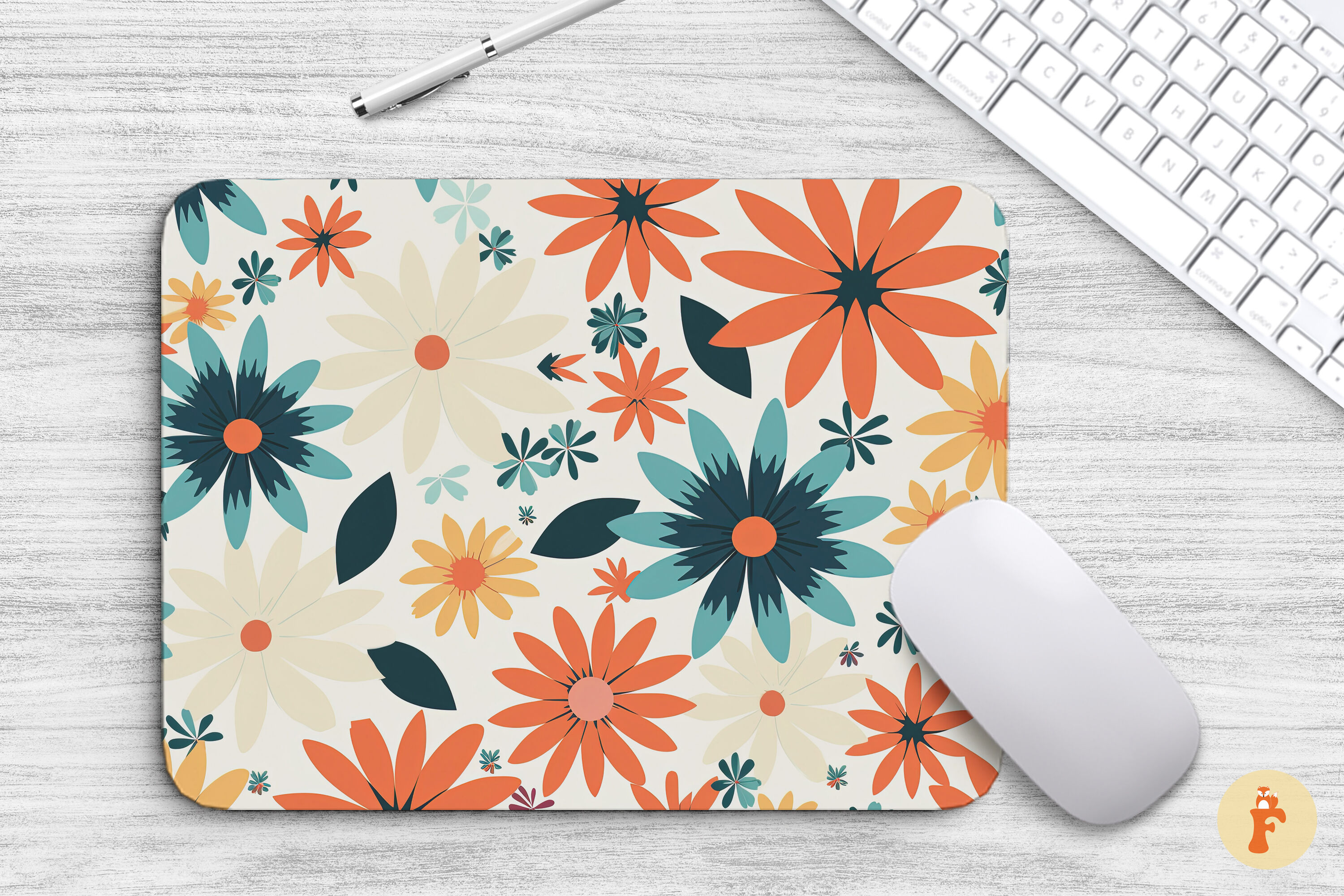 Minimal Retro Hippie Flowers Mouse Pad By Mulew Art | TheHungryJPEG