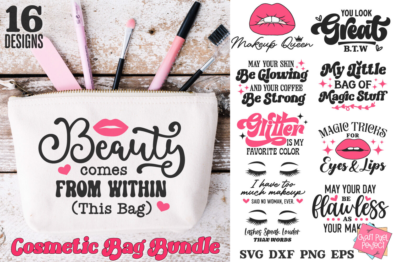 Cosmetic Bag Quotes Svg Makeup Bag Svg Bundle By Craft Pixel Perfect Thehungryjpeg