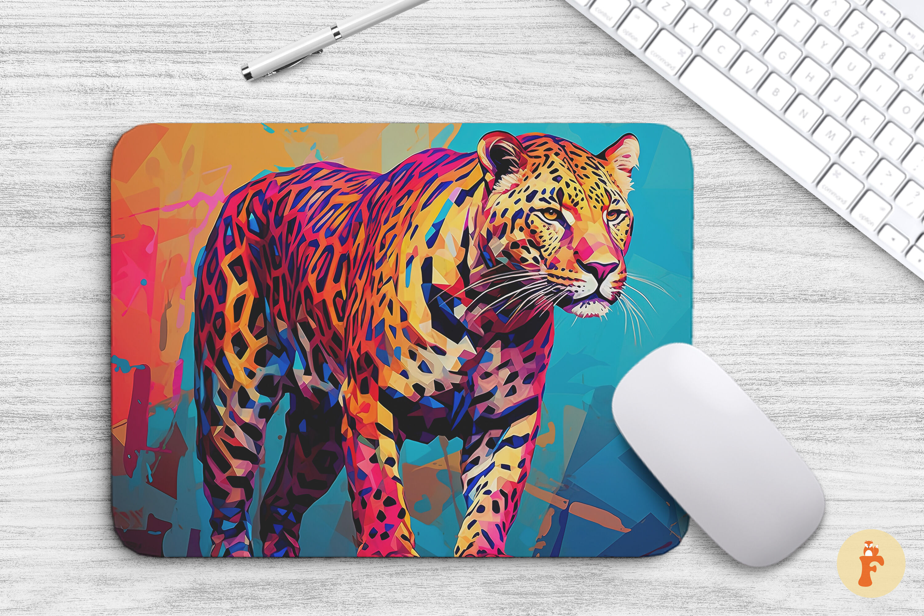 Mouse Pad Colorful Leopard By Mulew Art | TheHungryJPEG