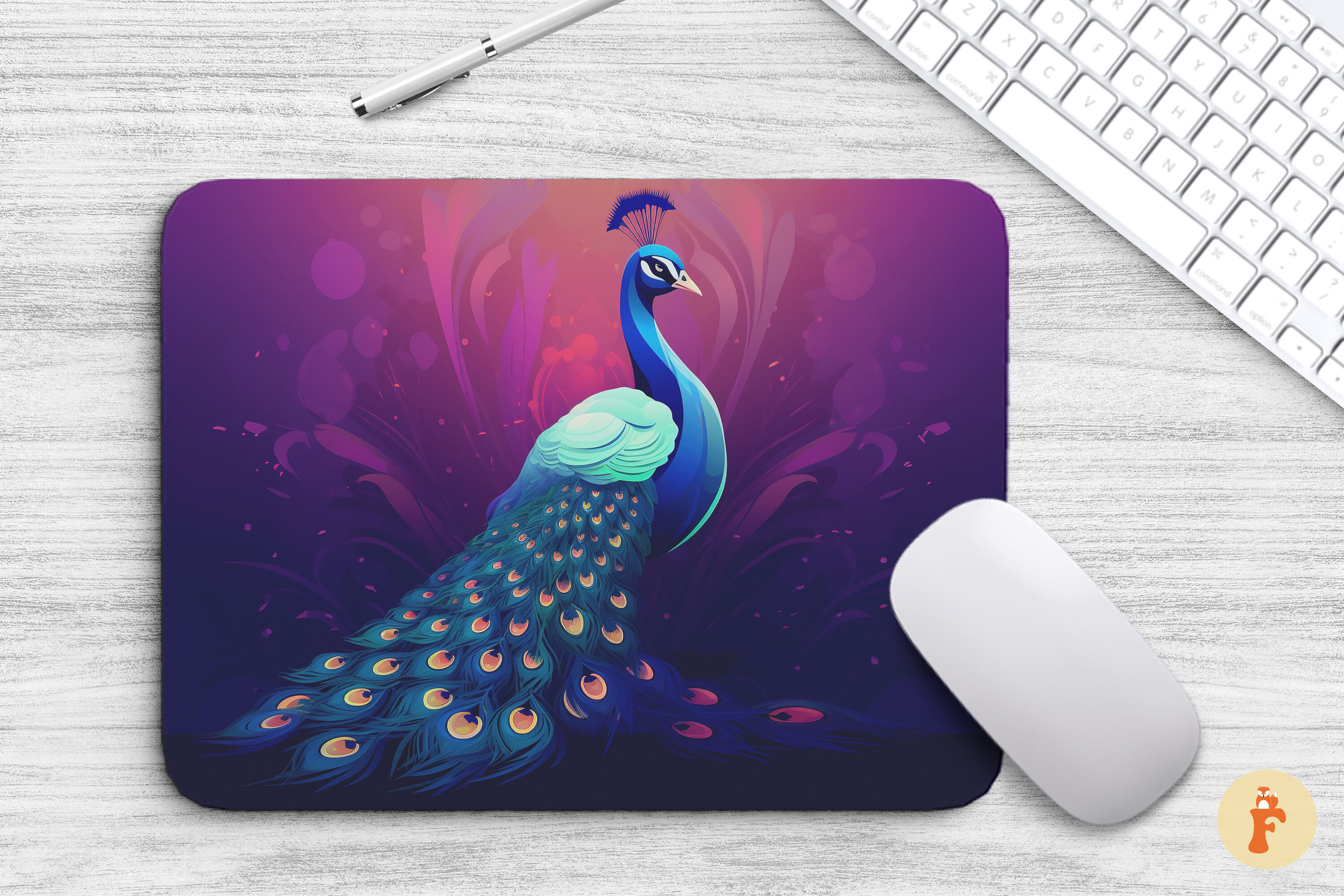 Mouse Pad Majestic Peacock By Mulew Art | TheHungryJPEG