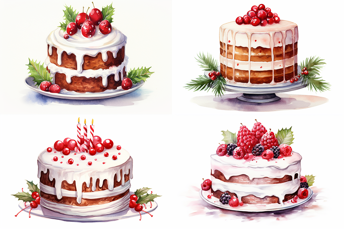 496 Watercolor Christmas Fruit Cake Images, Stock Photos & Vectors |  Shutterstock