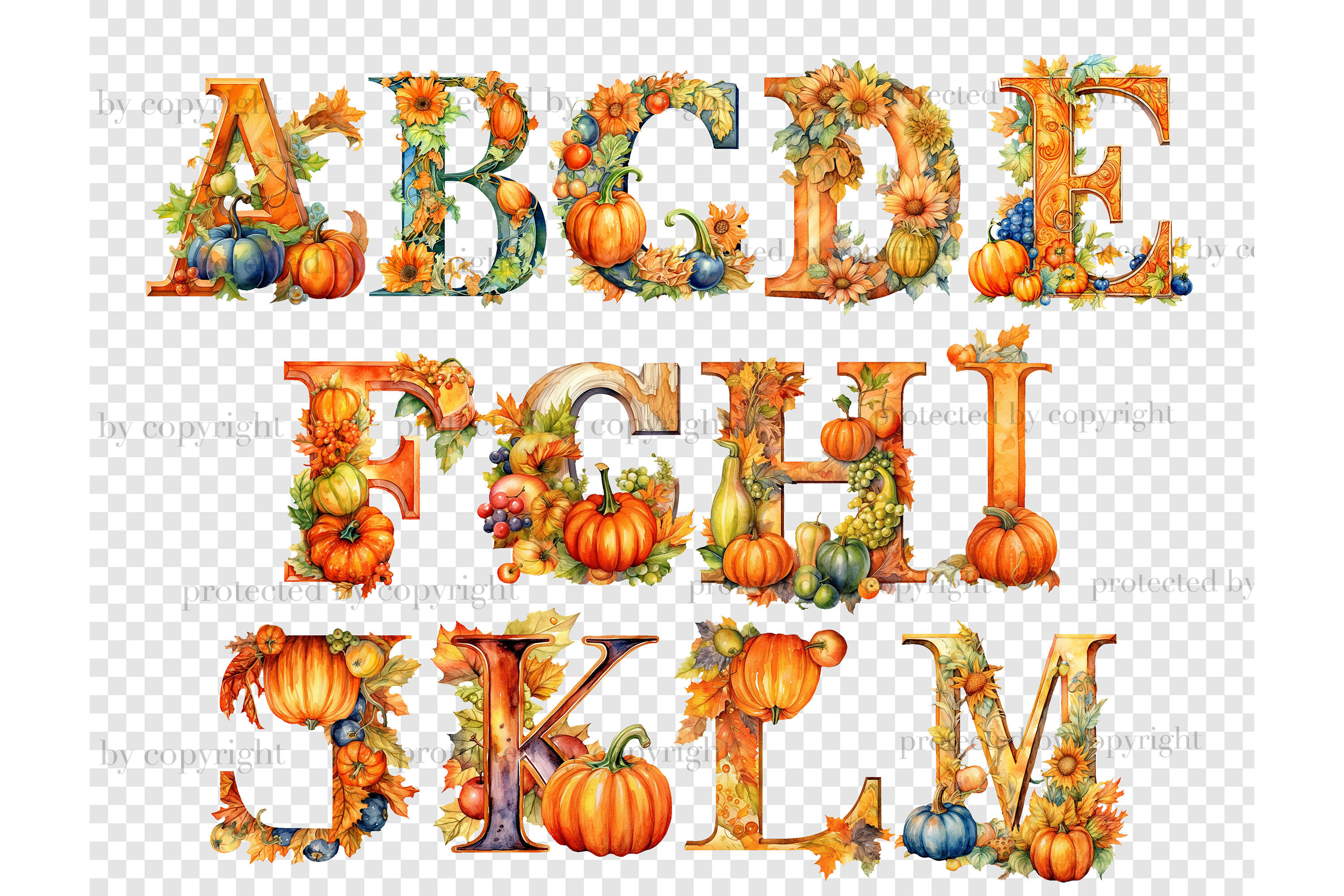 Alphabet Clipart Digital Alphabet Letter Stickers Thankful Autumn Alphabet  Art Digital Fonts Images Graphics Scrapbooking Clip Art Printable