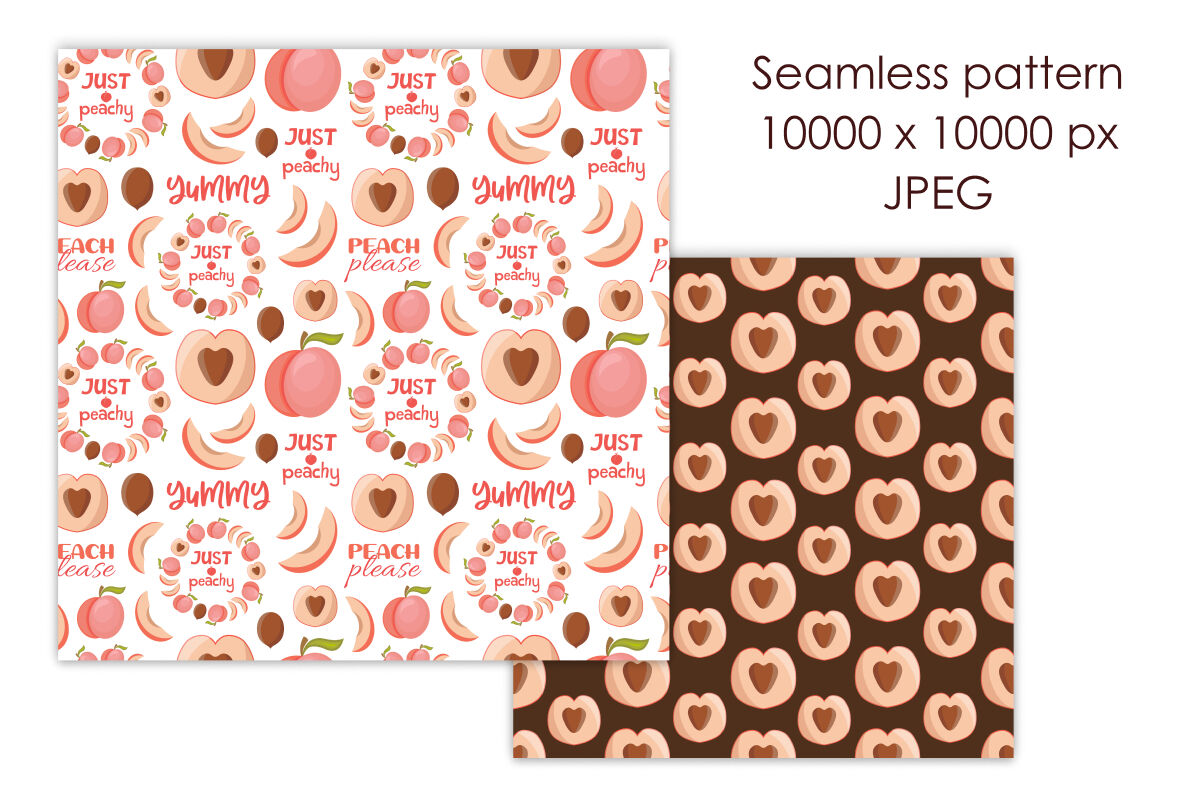 Just Peachy Peach Summer Seamless Pattern - Digital Seamless