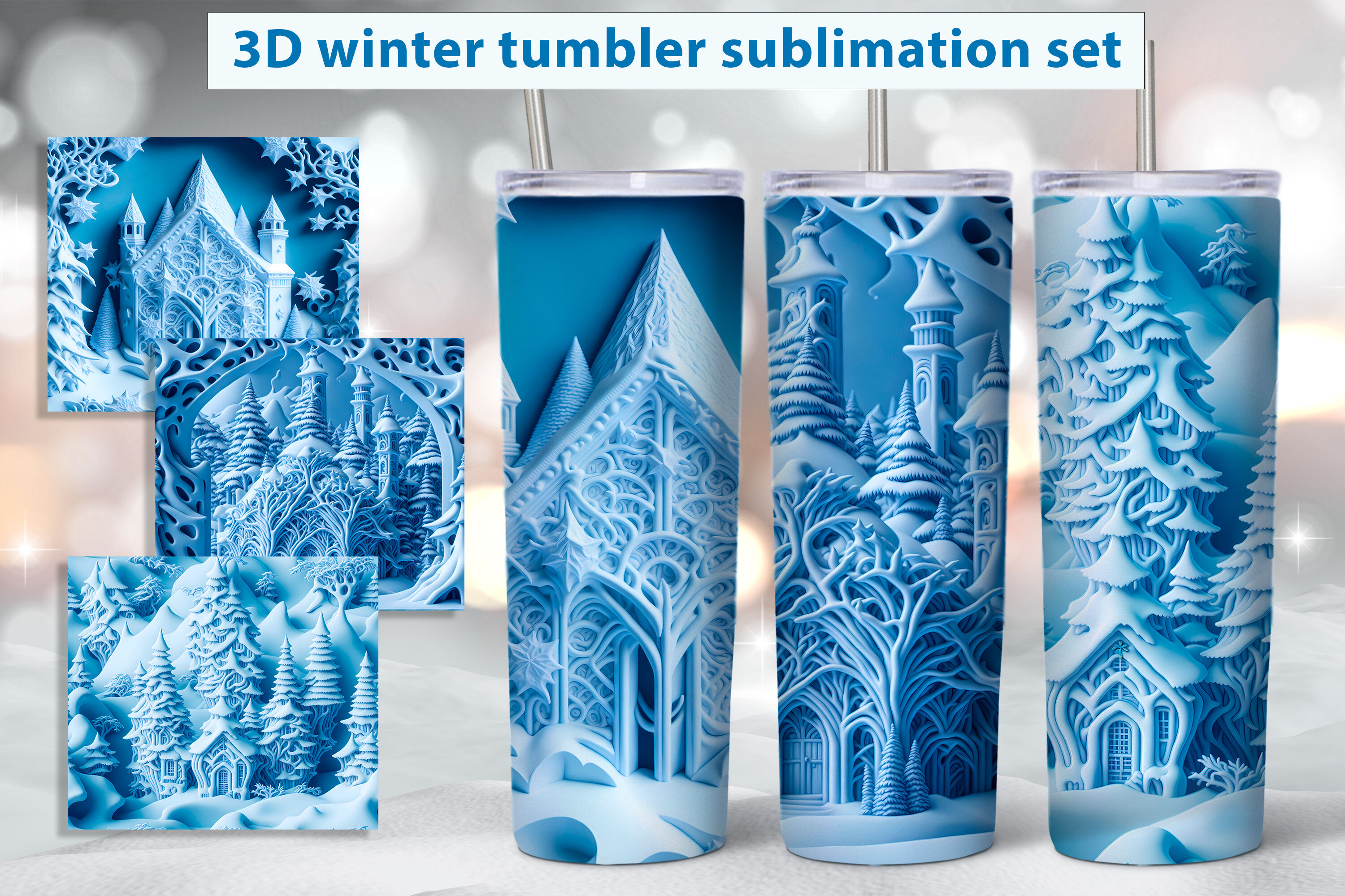 Christmas 3D Tumbler Designs, 3D Tumbler Sublimation Wrap