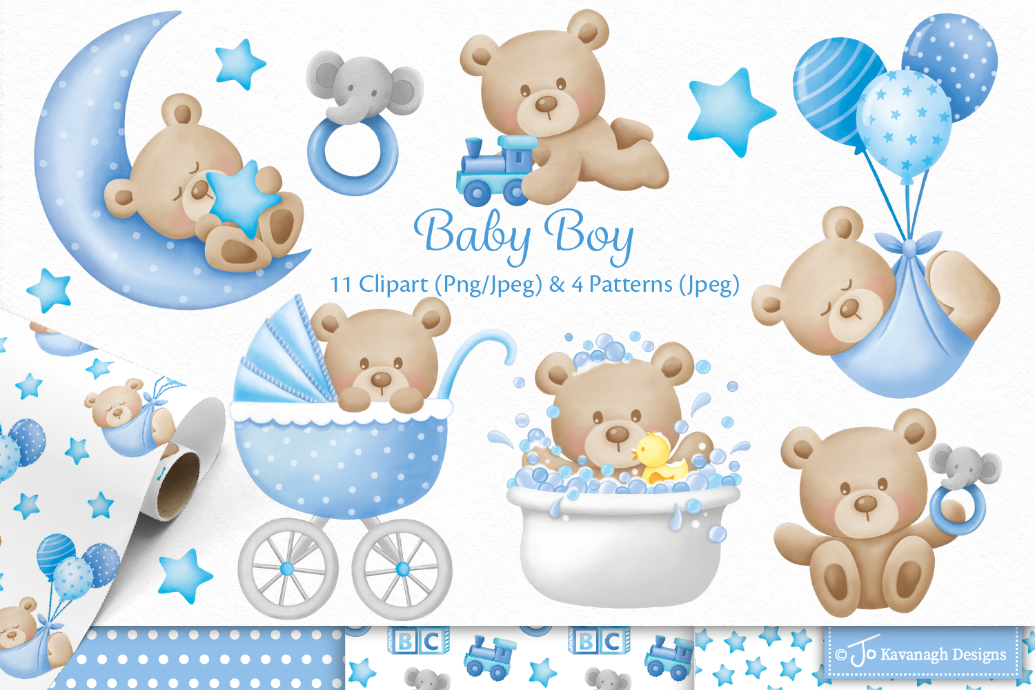 Baby Clipart, Baby Boy Graphics & Illustrations, Baby Bear Clipart