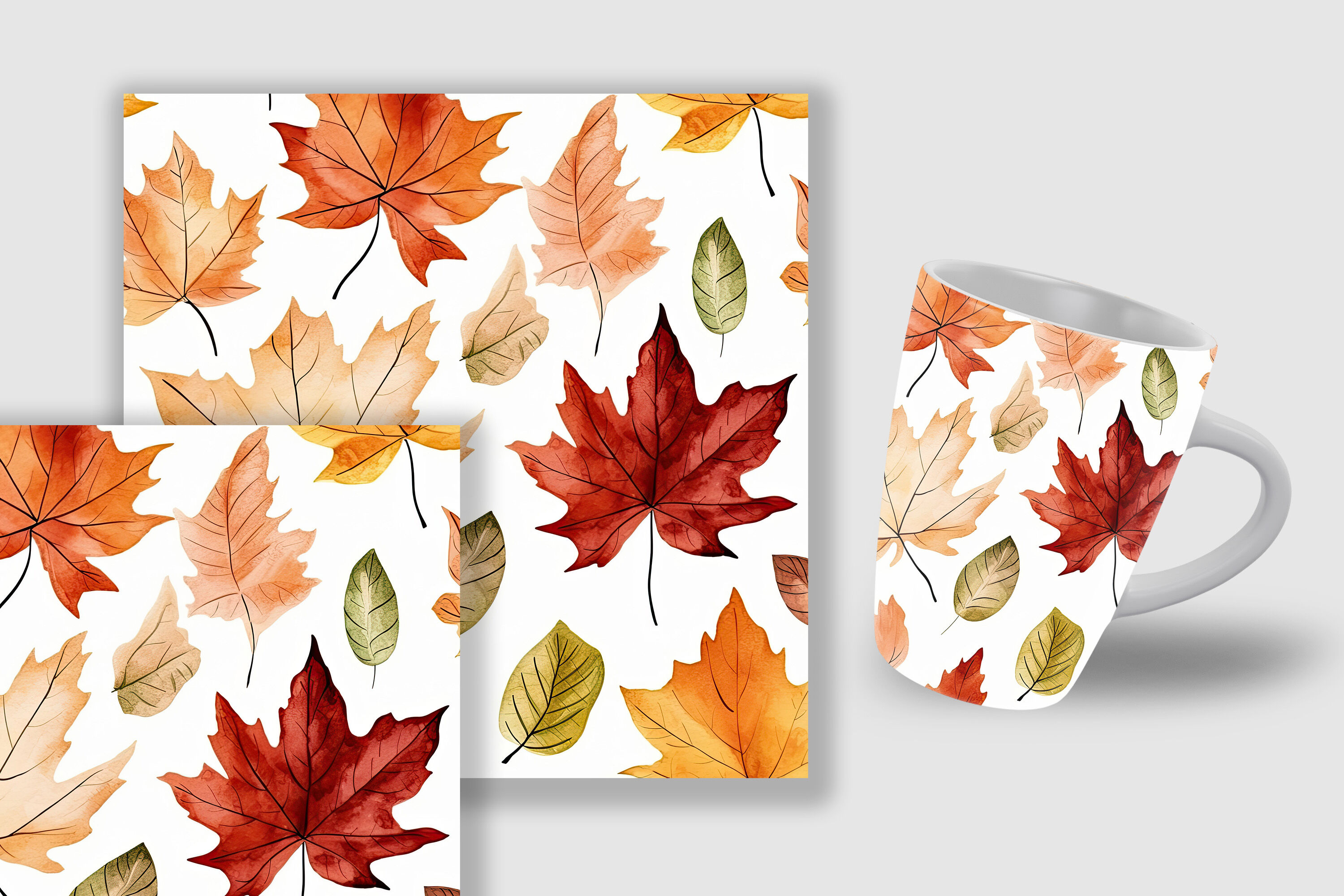 Watercolor Fall Leaves Digital Papers By CreativeStore | TheHungryJPEG