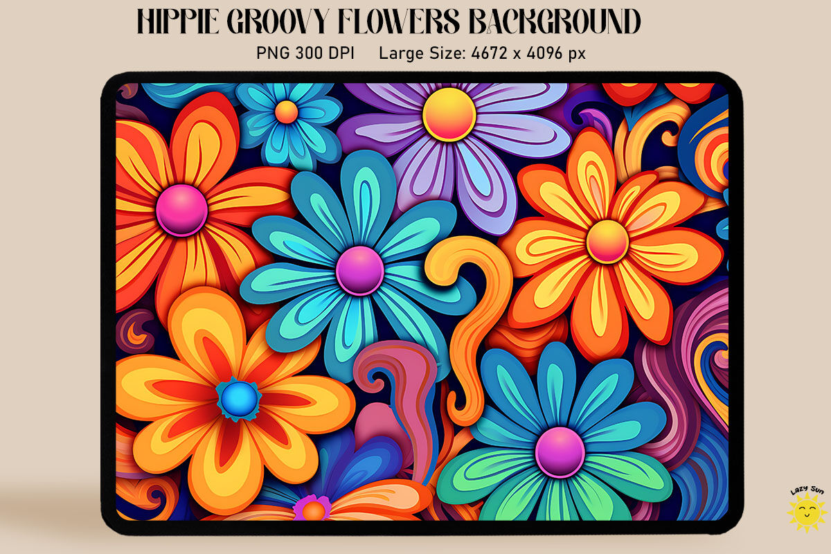70's Floral Heart PNG  Hippie Sublimation Design