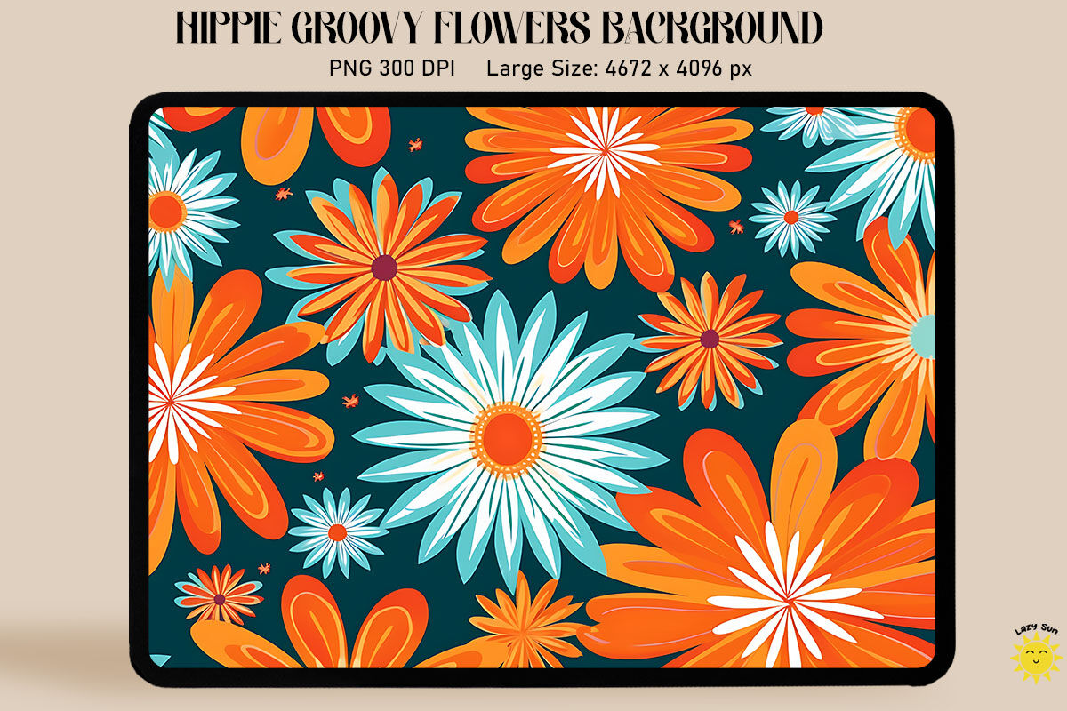 Hippie Groovy Flower Background By Mulew Art