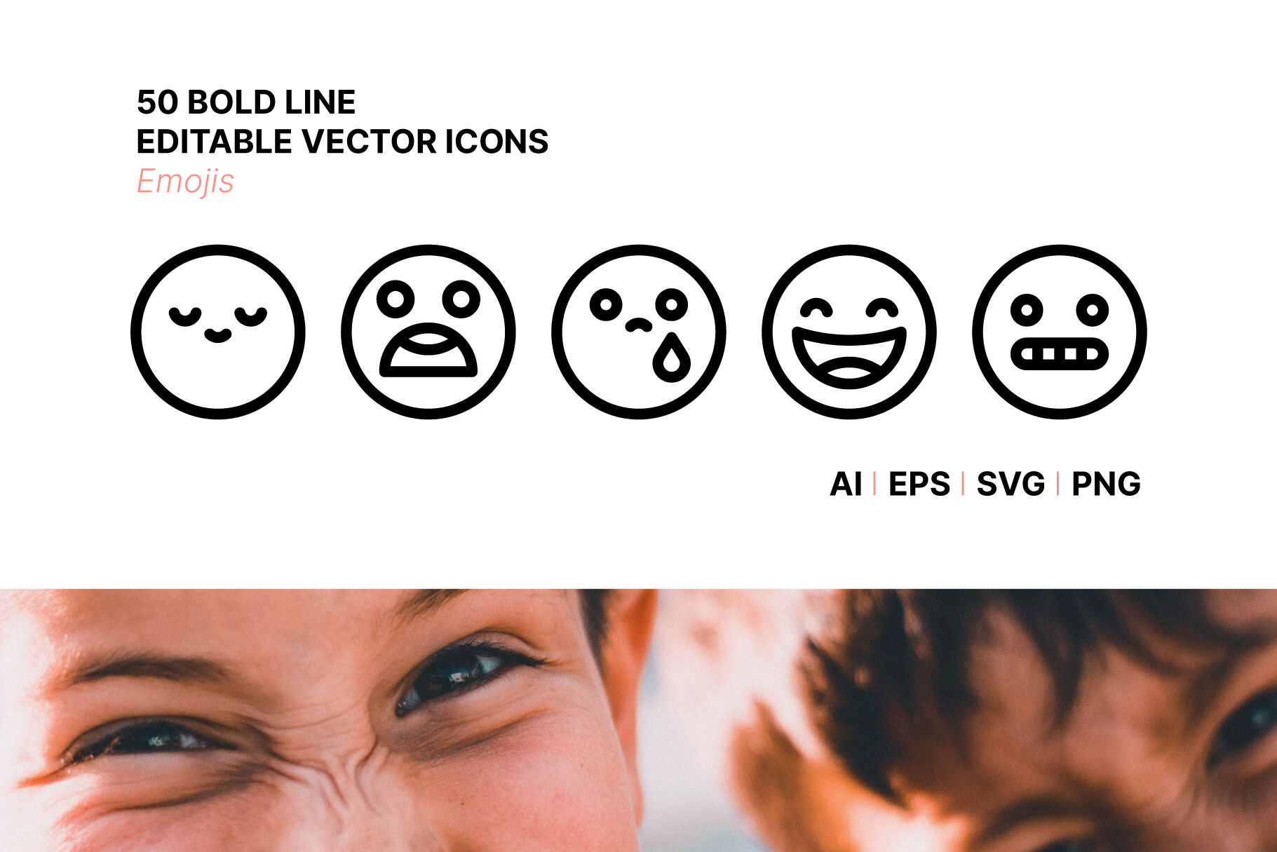 50 emoji icons By Side Project | TheHungryJPEG