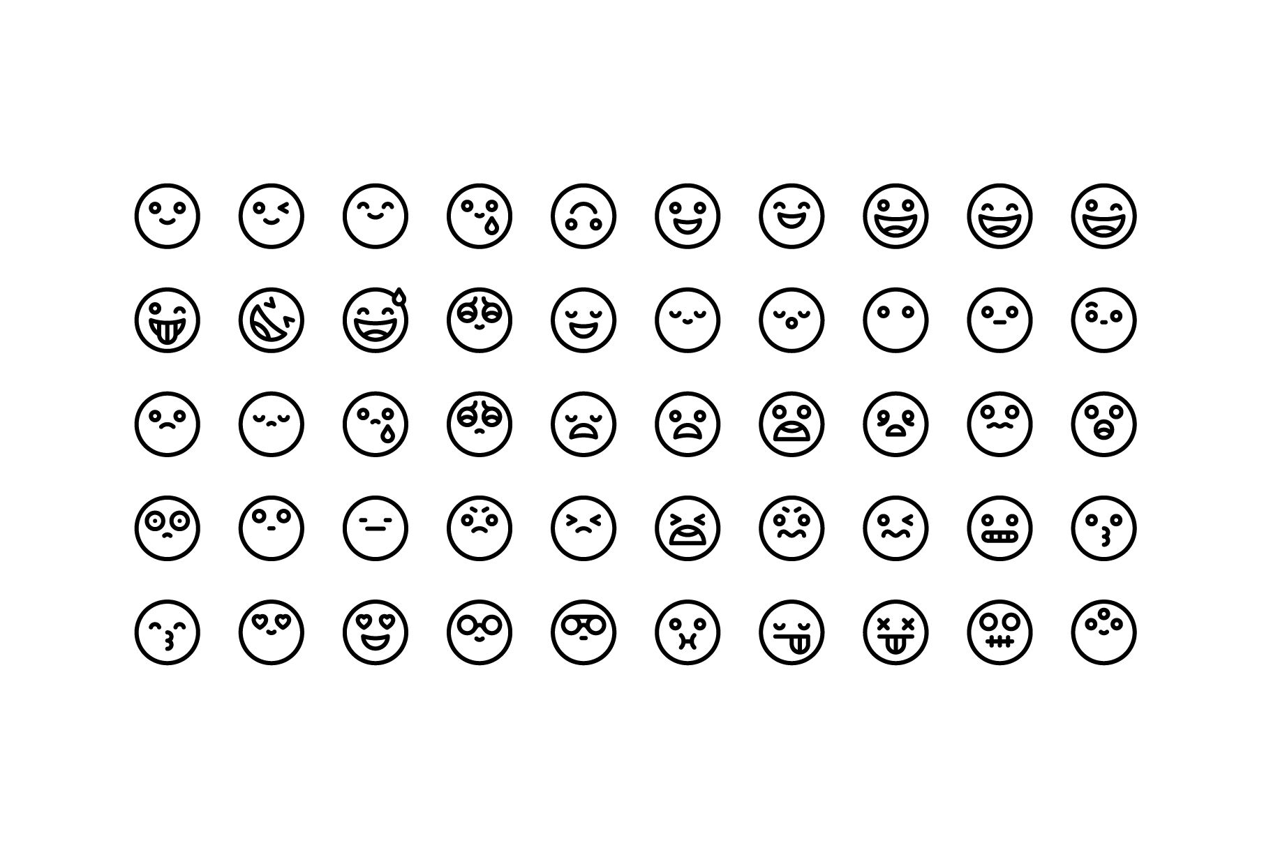 50 emoji icons By Side Project | TheHungryJPEG