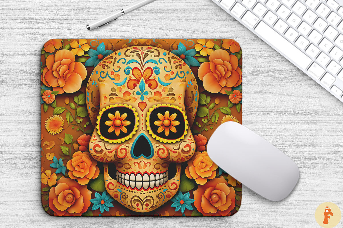 3D Sugar Skull Mouse Pad By Mulew Art | TheHungryJPEG