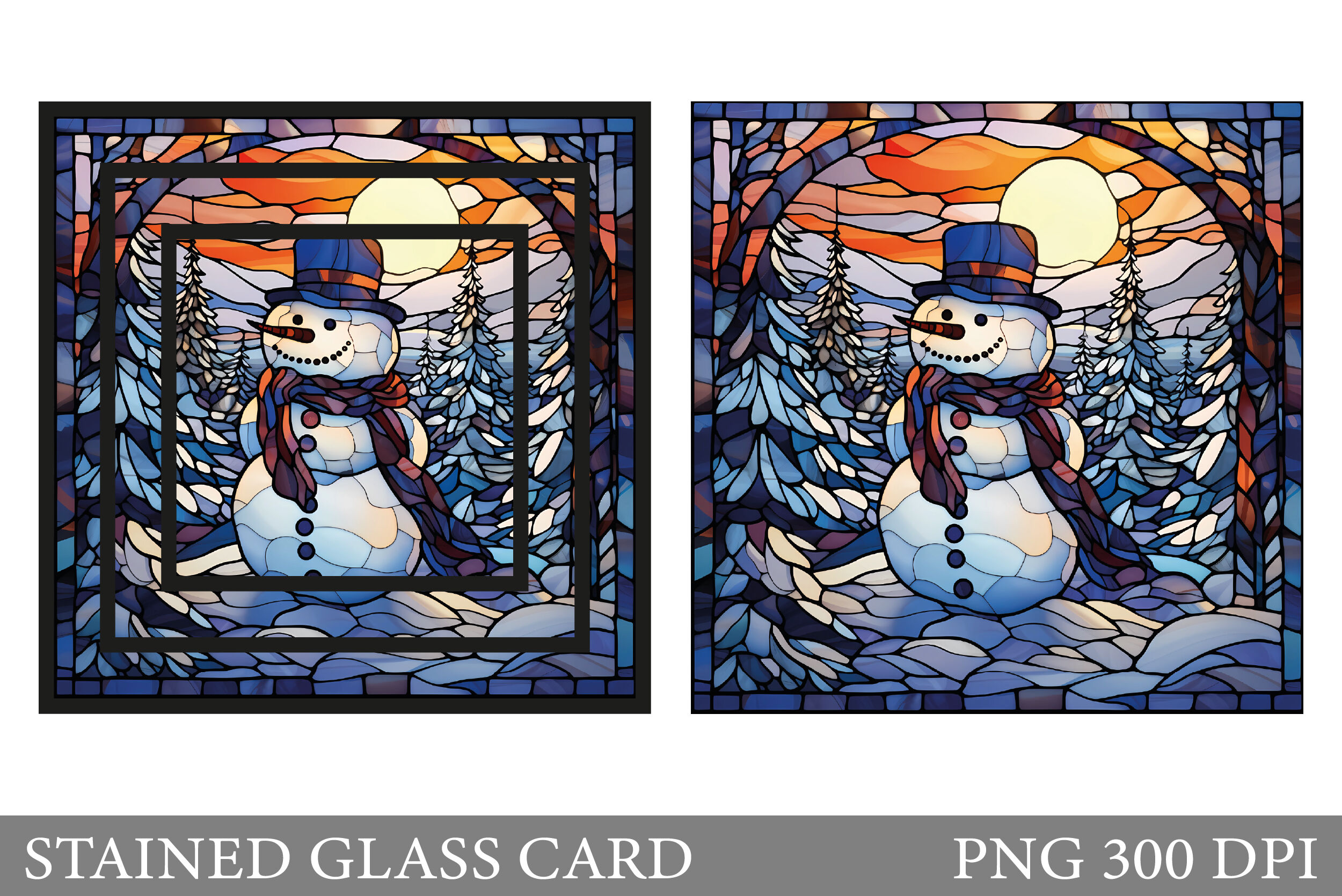 Stained Glass Snowman Card. Stained Glass Card Sublimation By ...