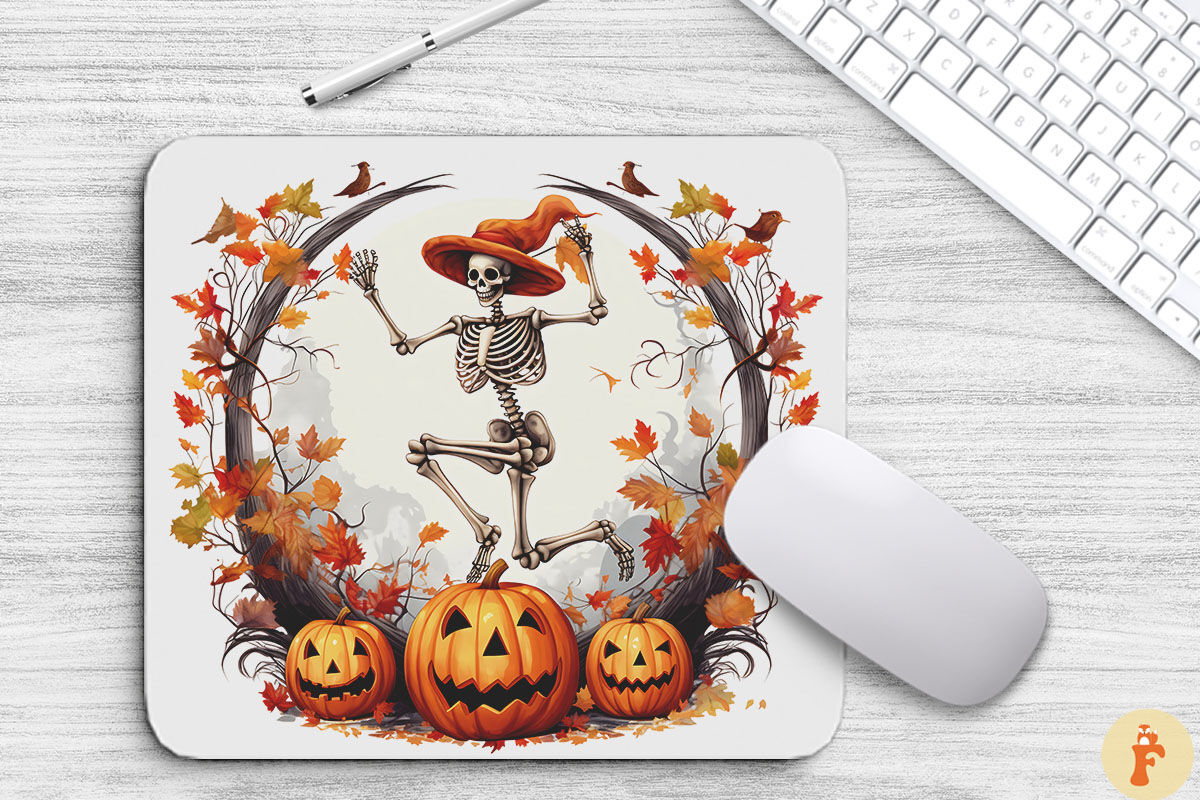 Halloween Dancing Skeleton Mouse Pad By Mulew Art | TheHungryJPEG