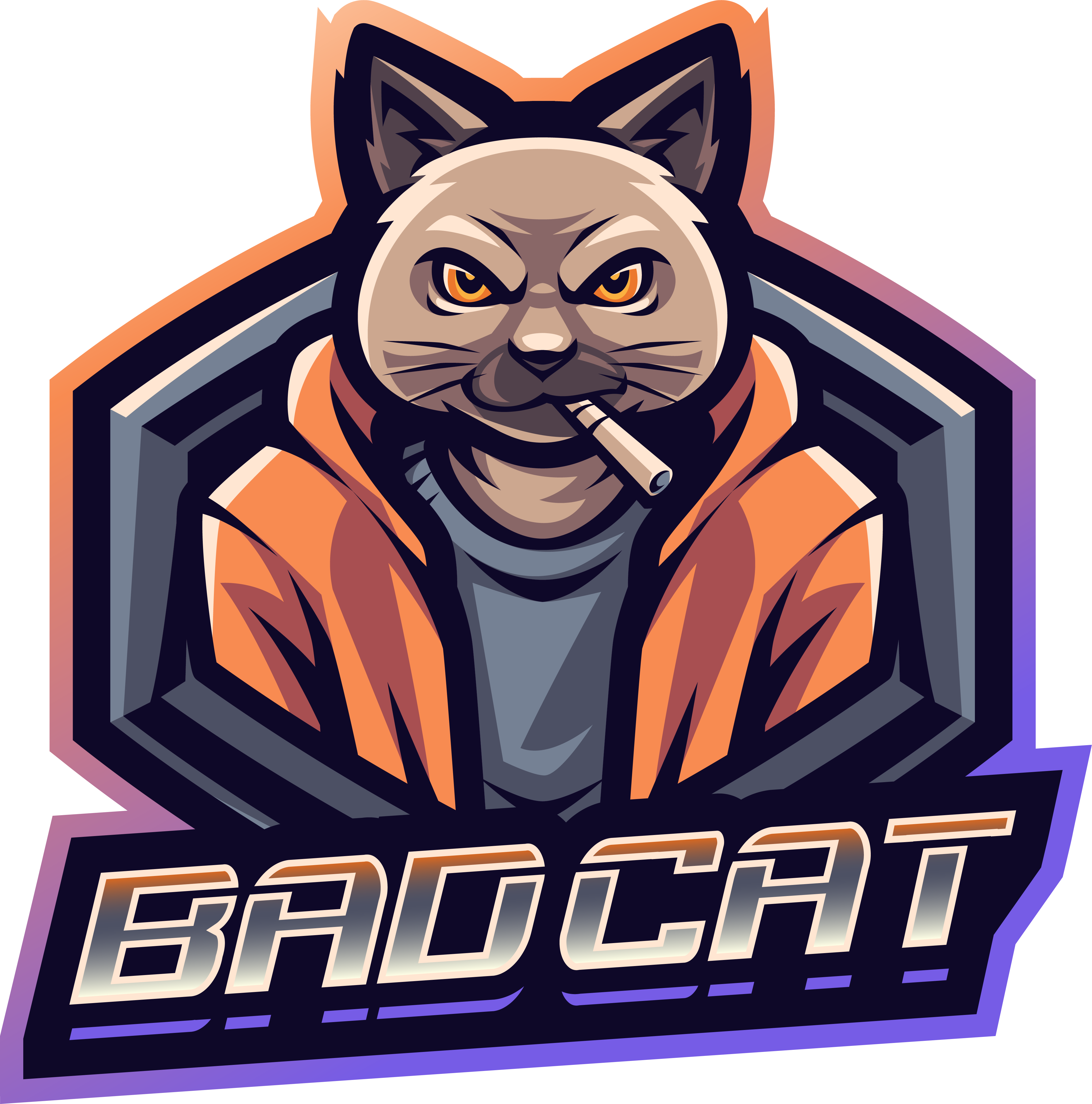 Bad cat fighter mascot logo design By Visink