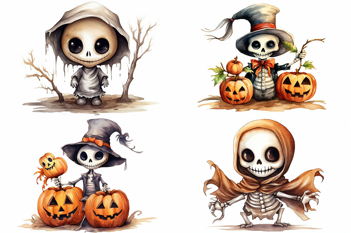 Halloween Cute Skeleton By artsy-fartsy | TheHungryJPEG