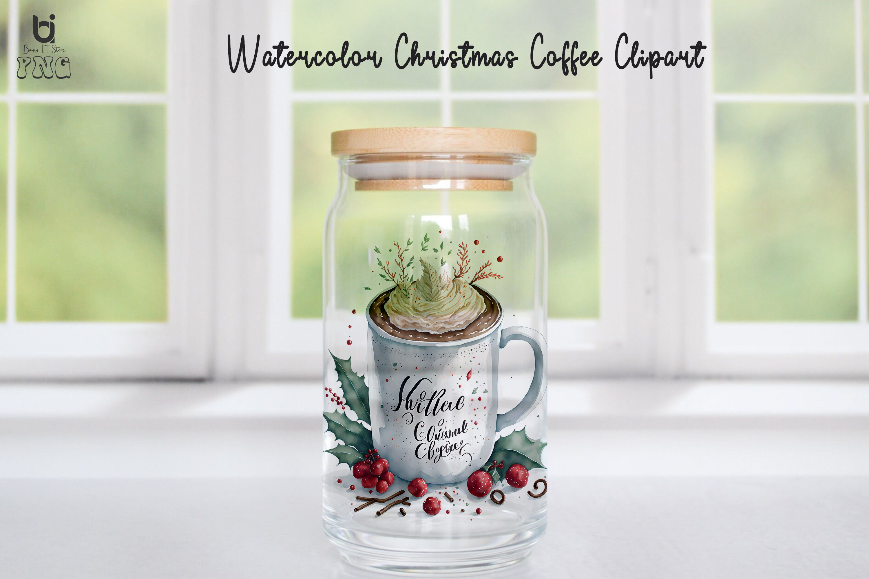 Coffee Teapot Merry Christmas Clipart Graphics (2864664)