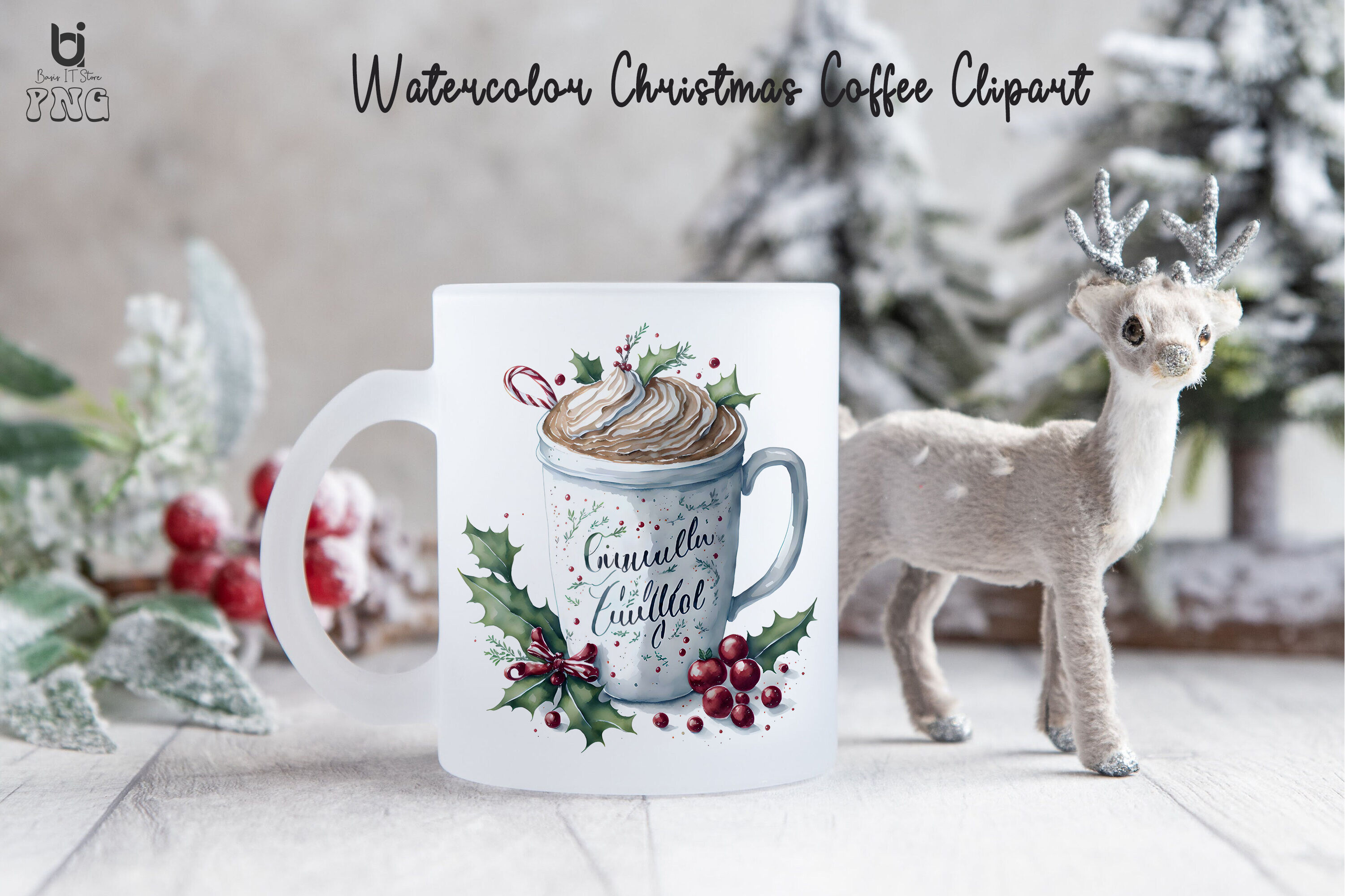 Coffee Teapot Merry Christmas Clipart Graphics (2864664)