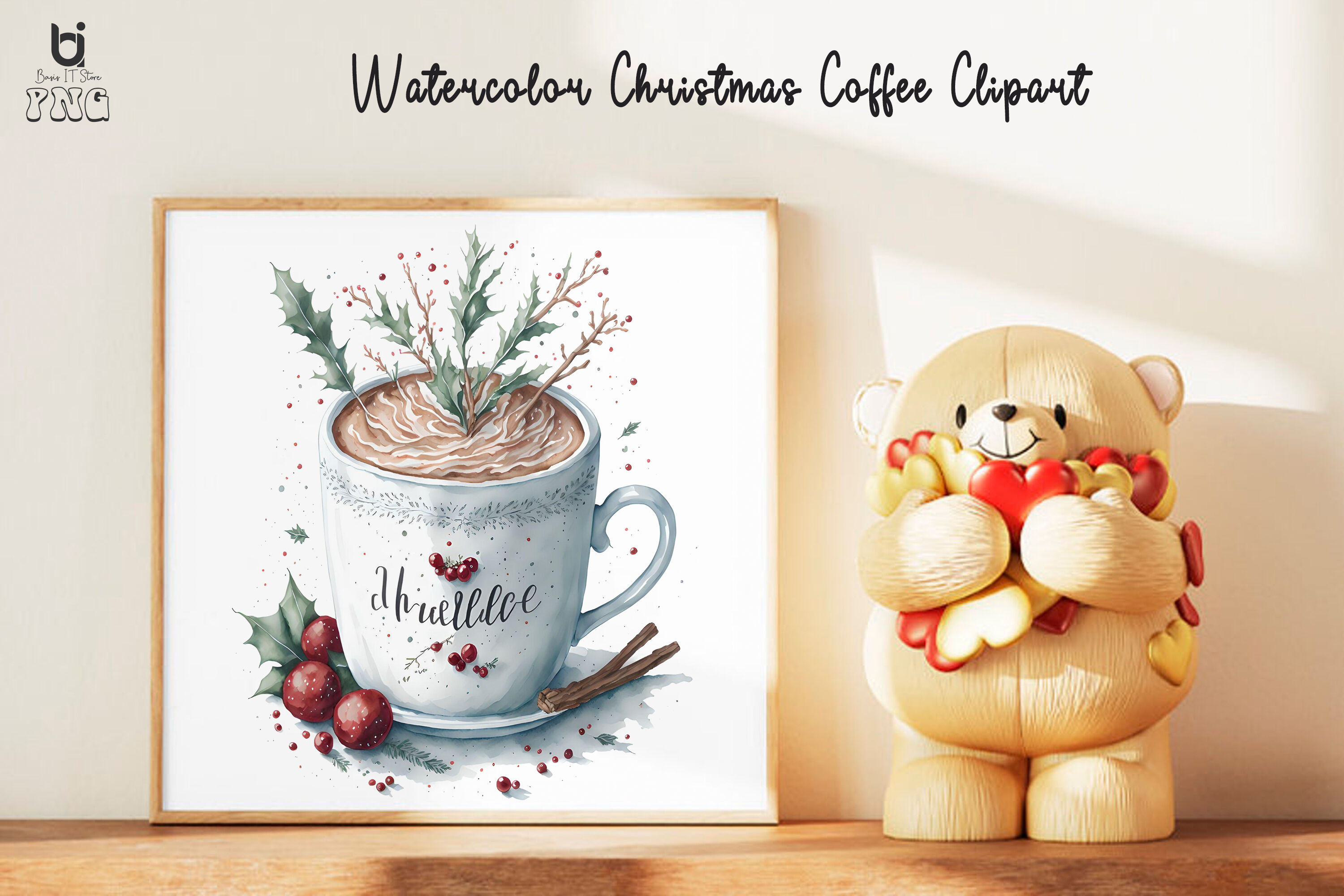 Coffee Teapot Merry Christmas Clipart Graphics (2864664)