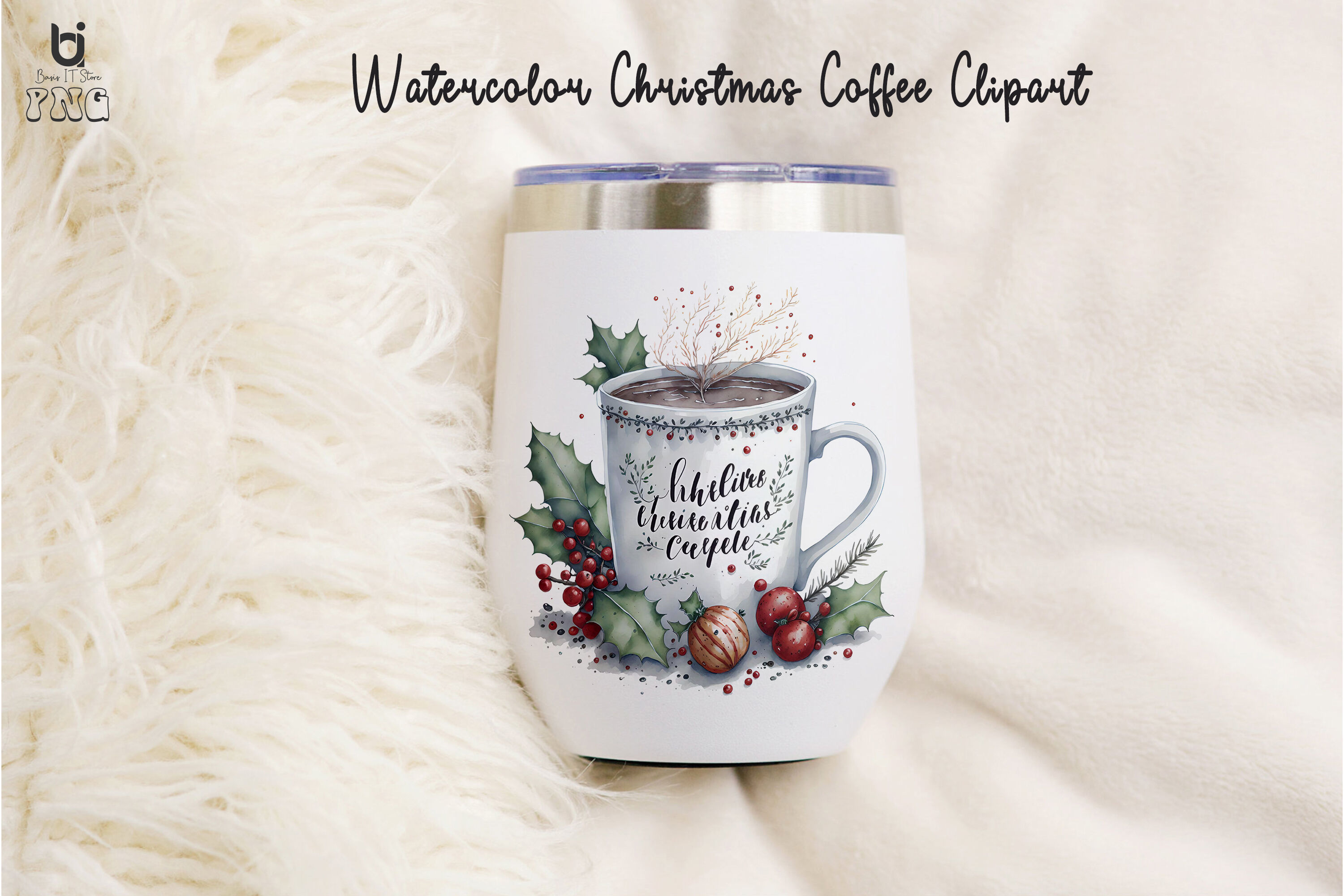 Coffee Teapot Merry Christmas Clipart Graphics (2864664)