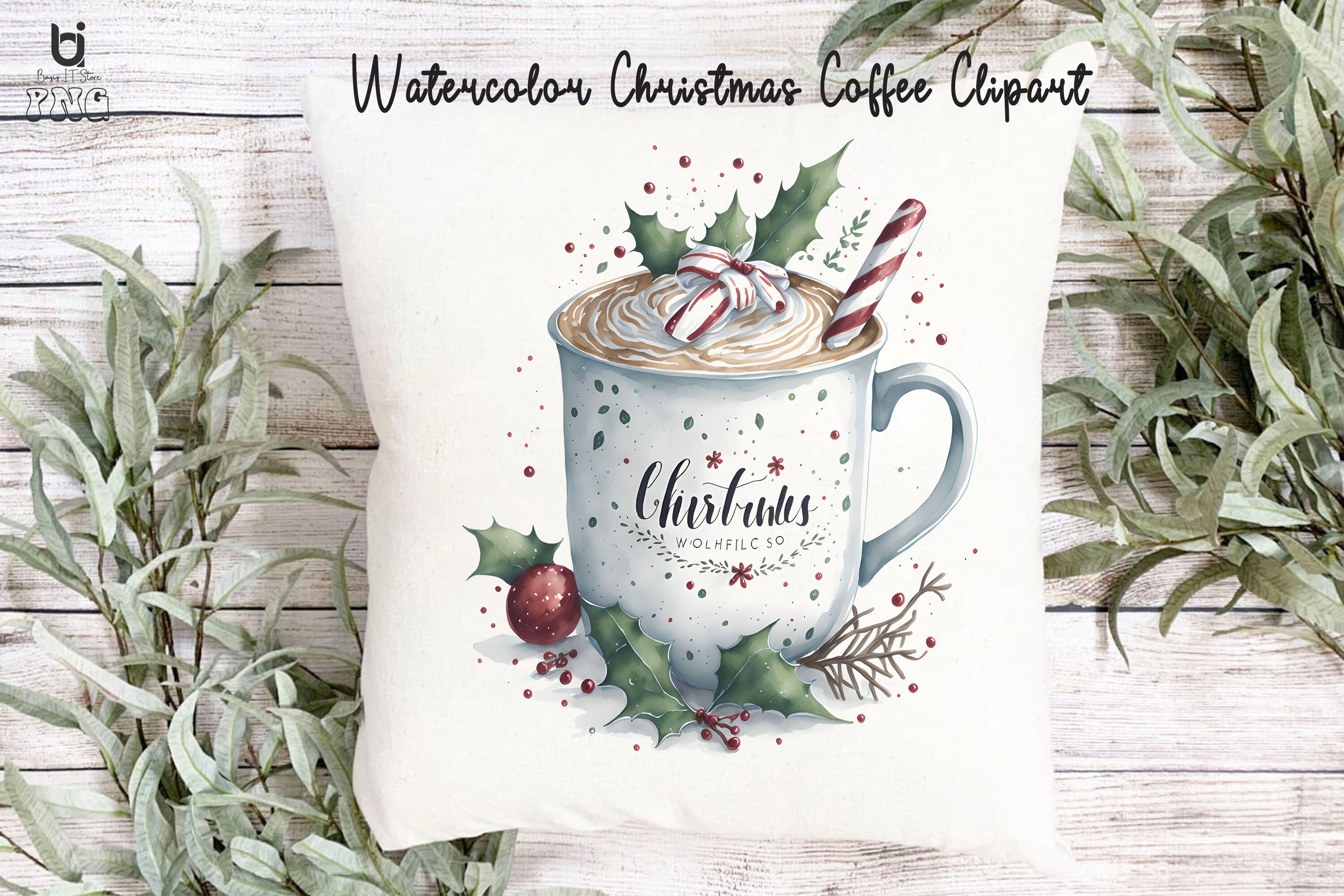 Coffee Teapot Merry Christmas Clipart Graphics (2864664)