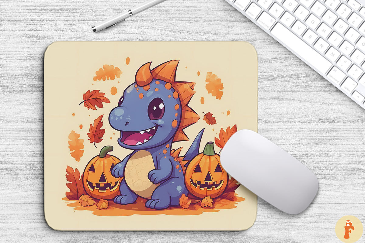 Cute Dinosaur In Halloween Mouse Pad By Mulew Art | TheHungryJPEG