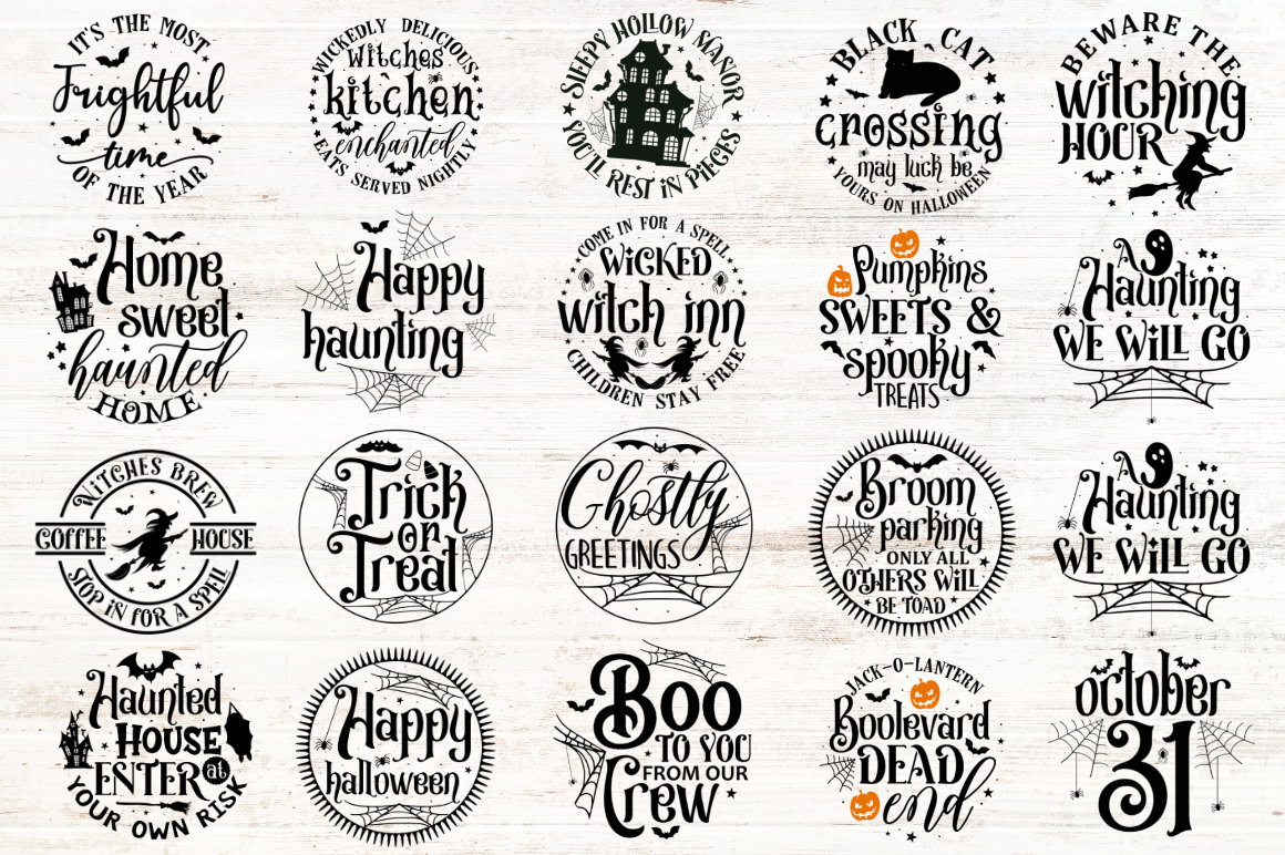 Farmhouse Halloween Round Sign SVG Bundle By Regulrcrative | TheHungryJPEG