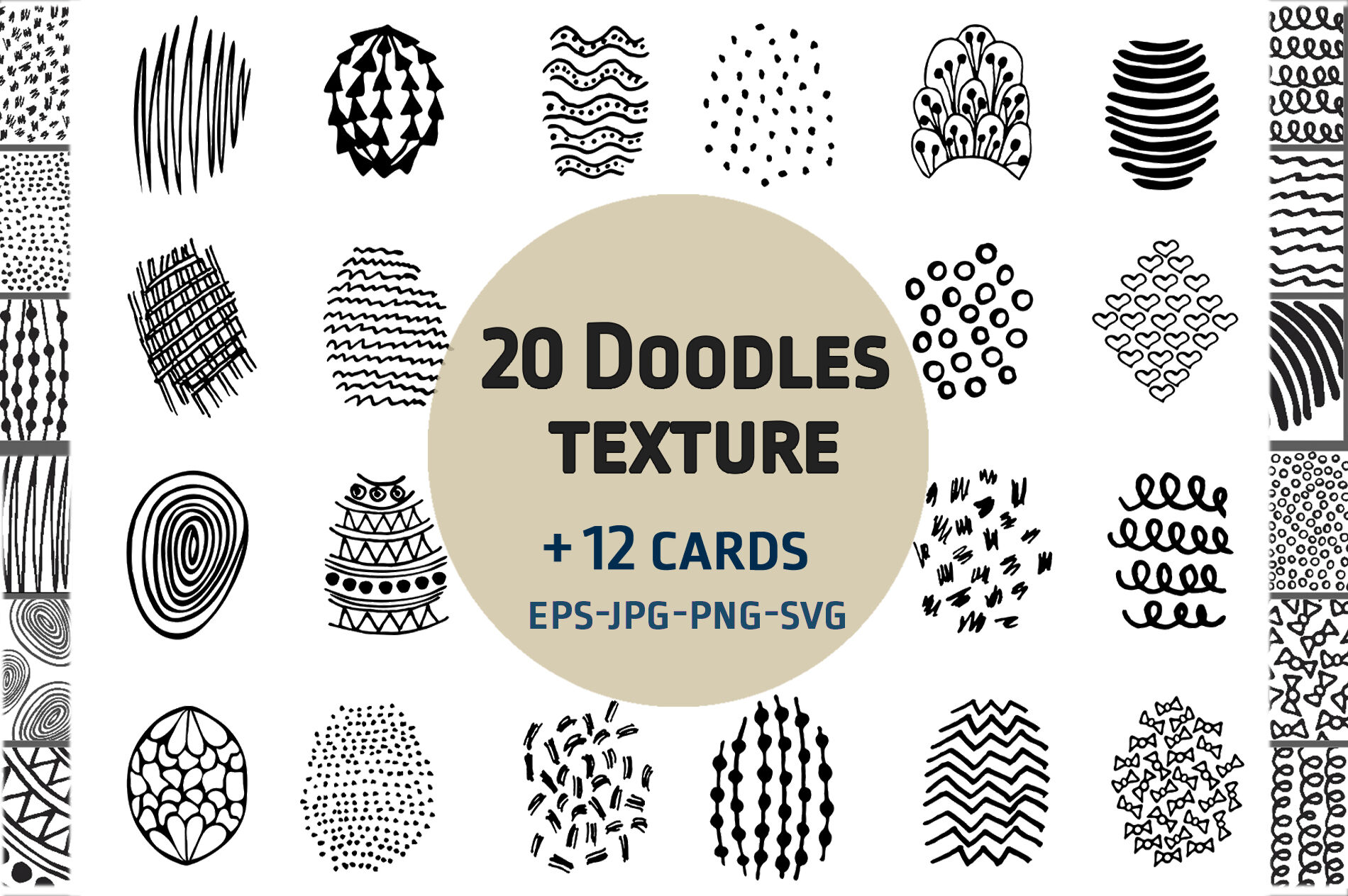 Doodles Texture Elements 12 Cards By Ircy Art Thehungryjpeg Com
