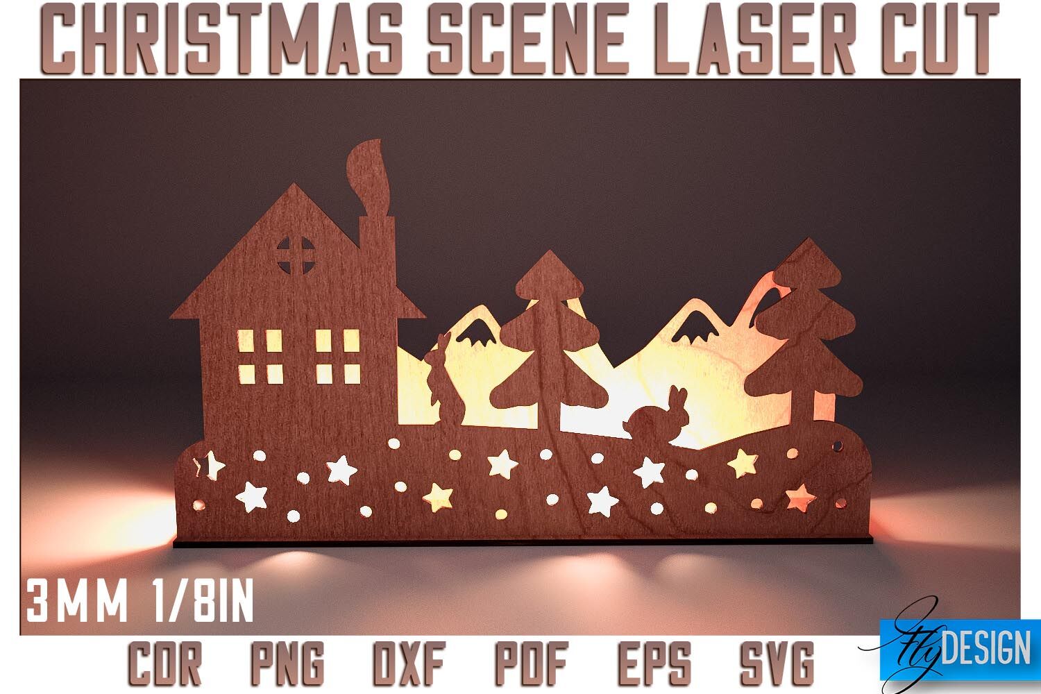 Christmas Scene Laser Cut SVG | Christmas Laser Cut SVG Design By Fly ...