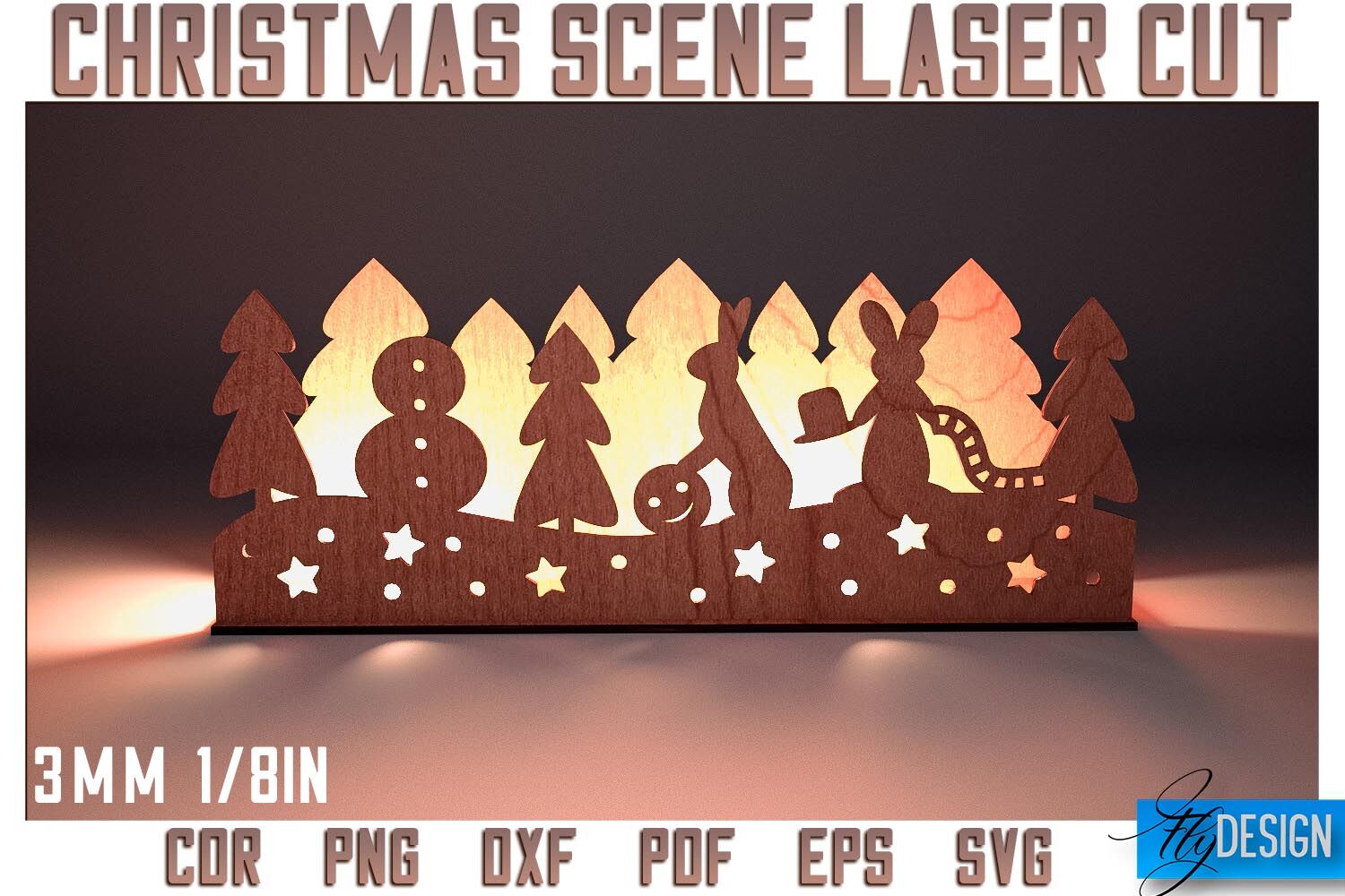 Christmas Scene Laser Cut SVG | Christmas Laser Cut SVG Design By Fly ...