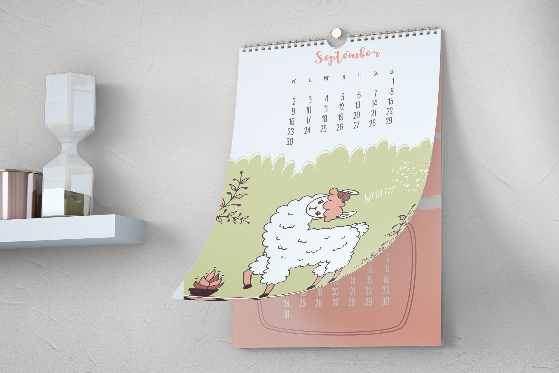 Calendar 2024 with cute llamas+bonus By Naumstudio TheHungryJPEG