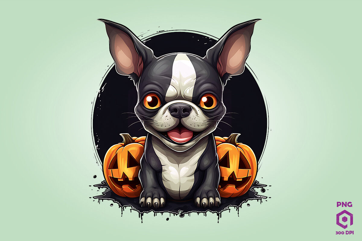 Halloween Boston Terrier Dog By ChippoaDesign | TheHungryJPEG