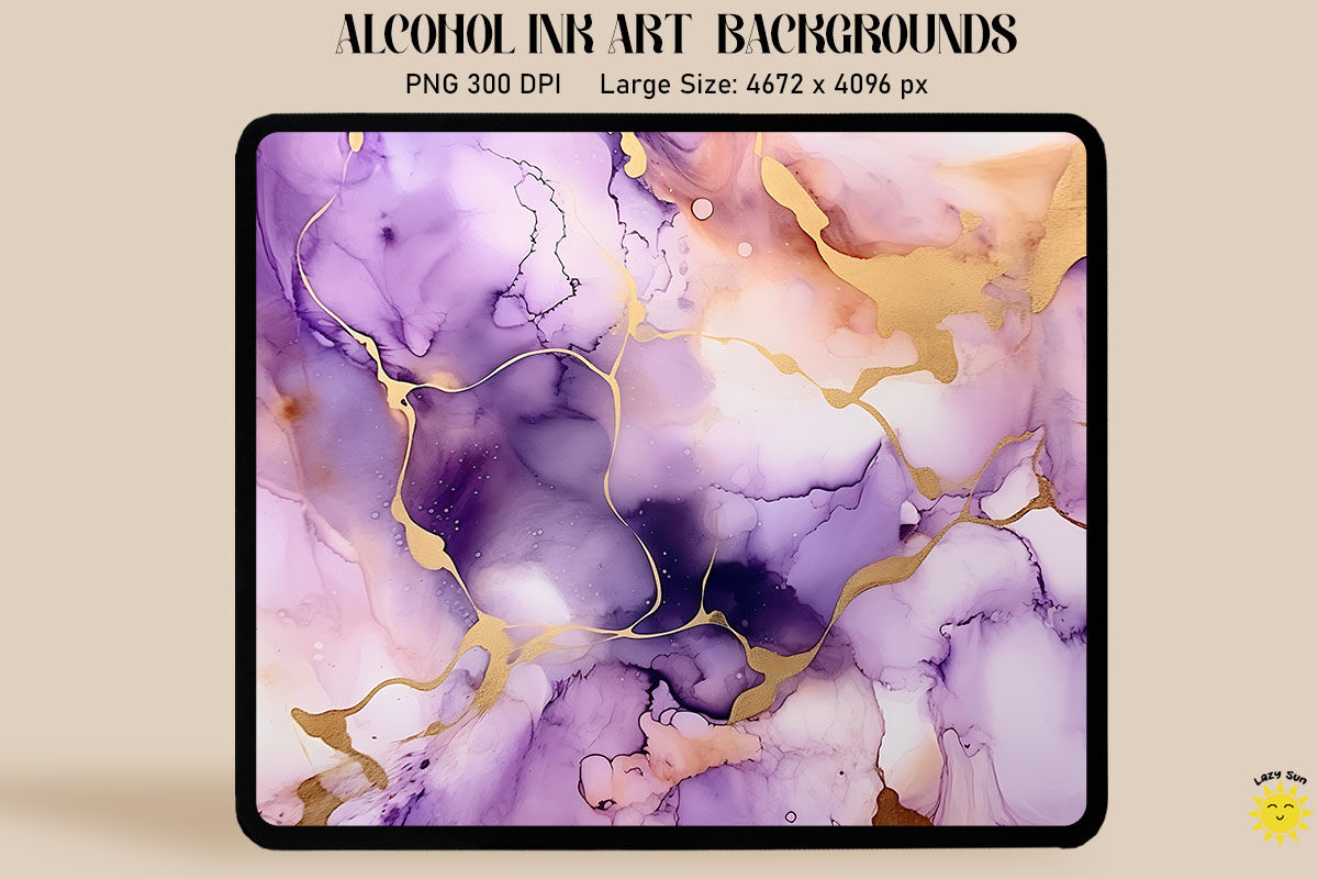 Purple, Black And White Alcohol Ink Art By Mulew Art