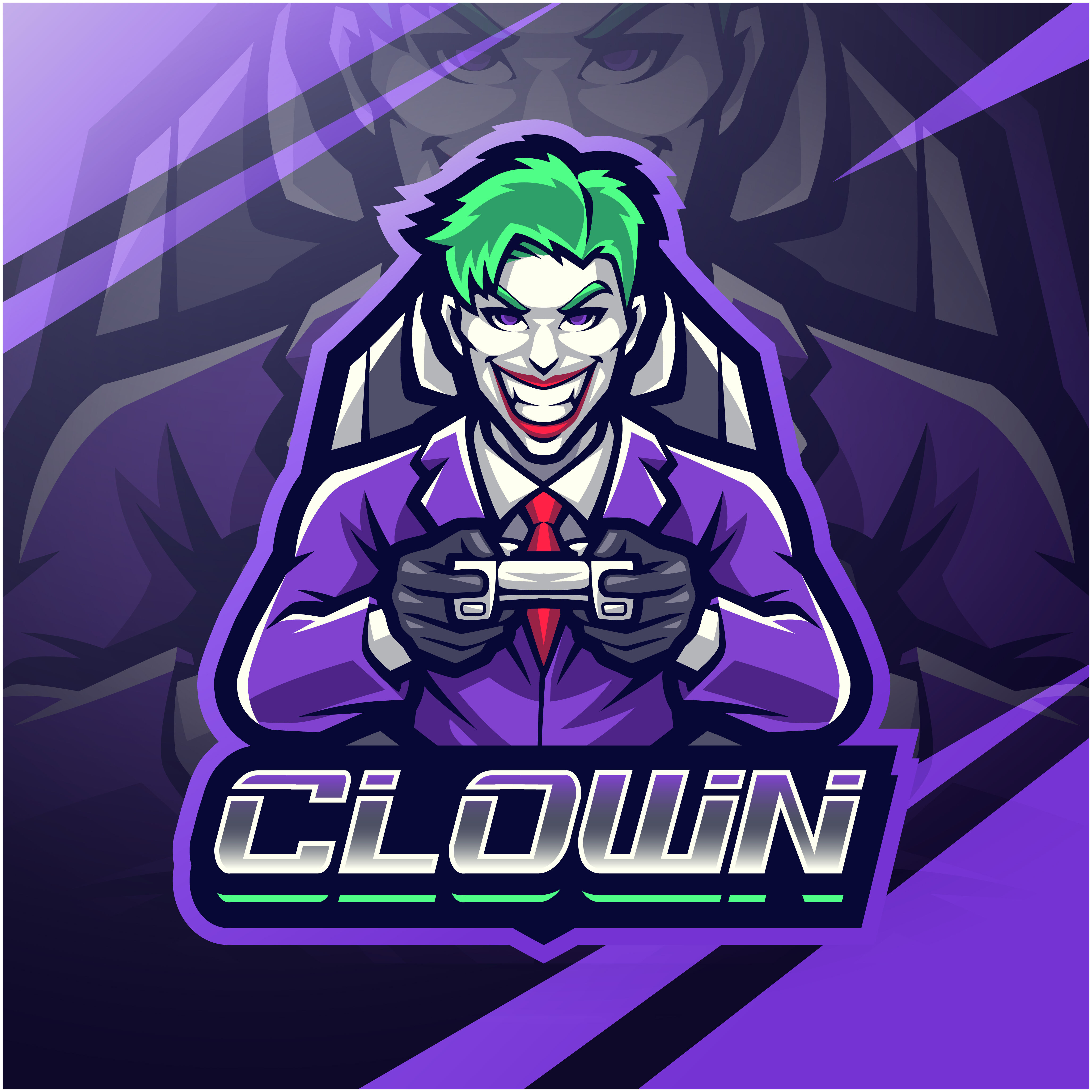 Clown gamer esport mascot logo design By Visink | TheHungryJPEG