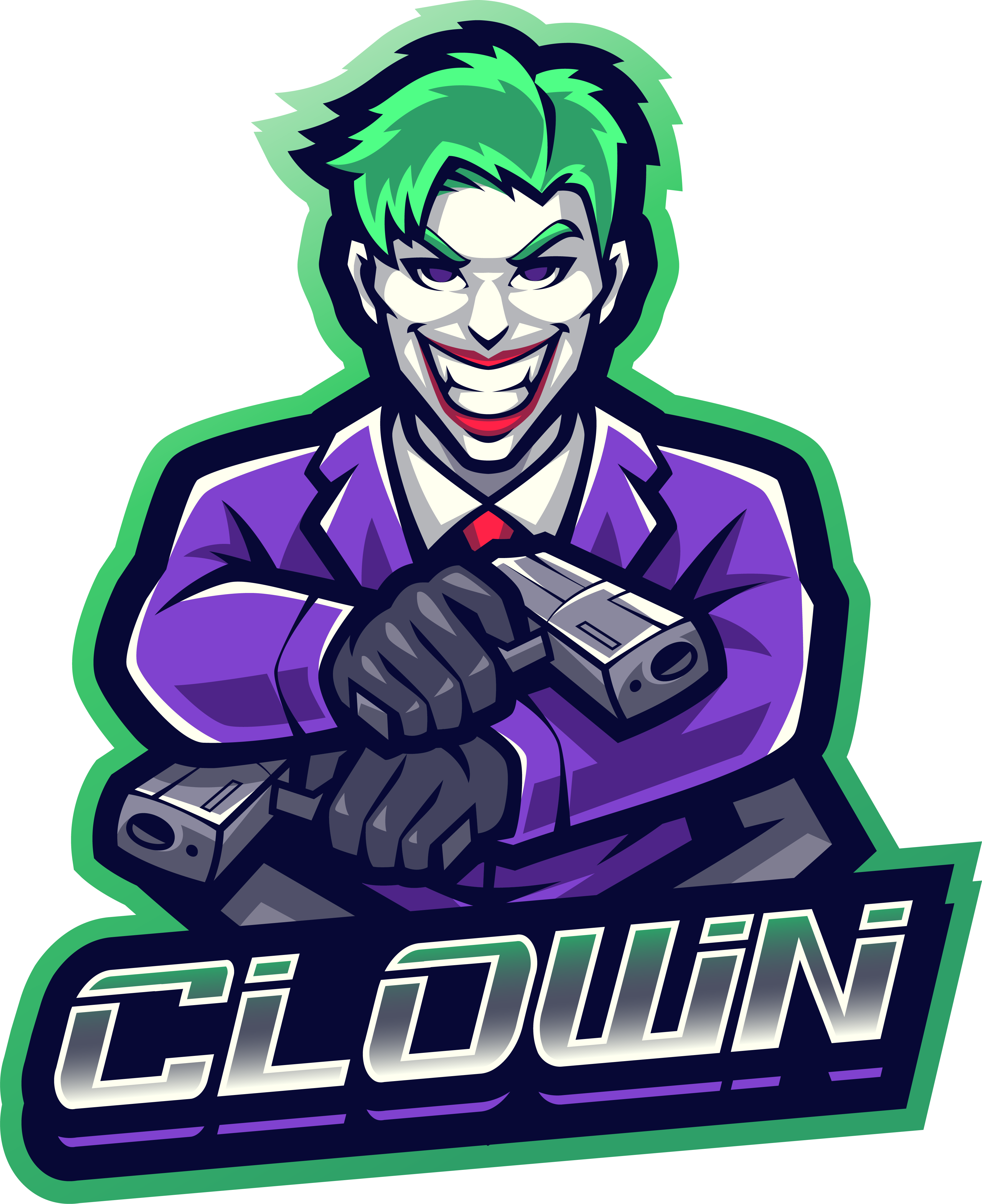 Clown gunner esport mascot logo design By Visink | TheHungryJPEG
