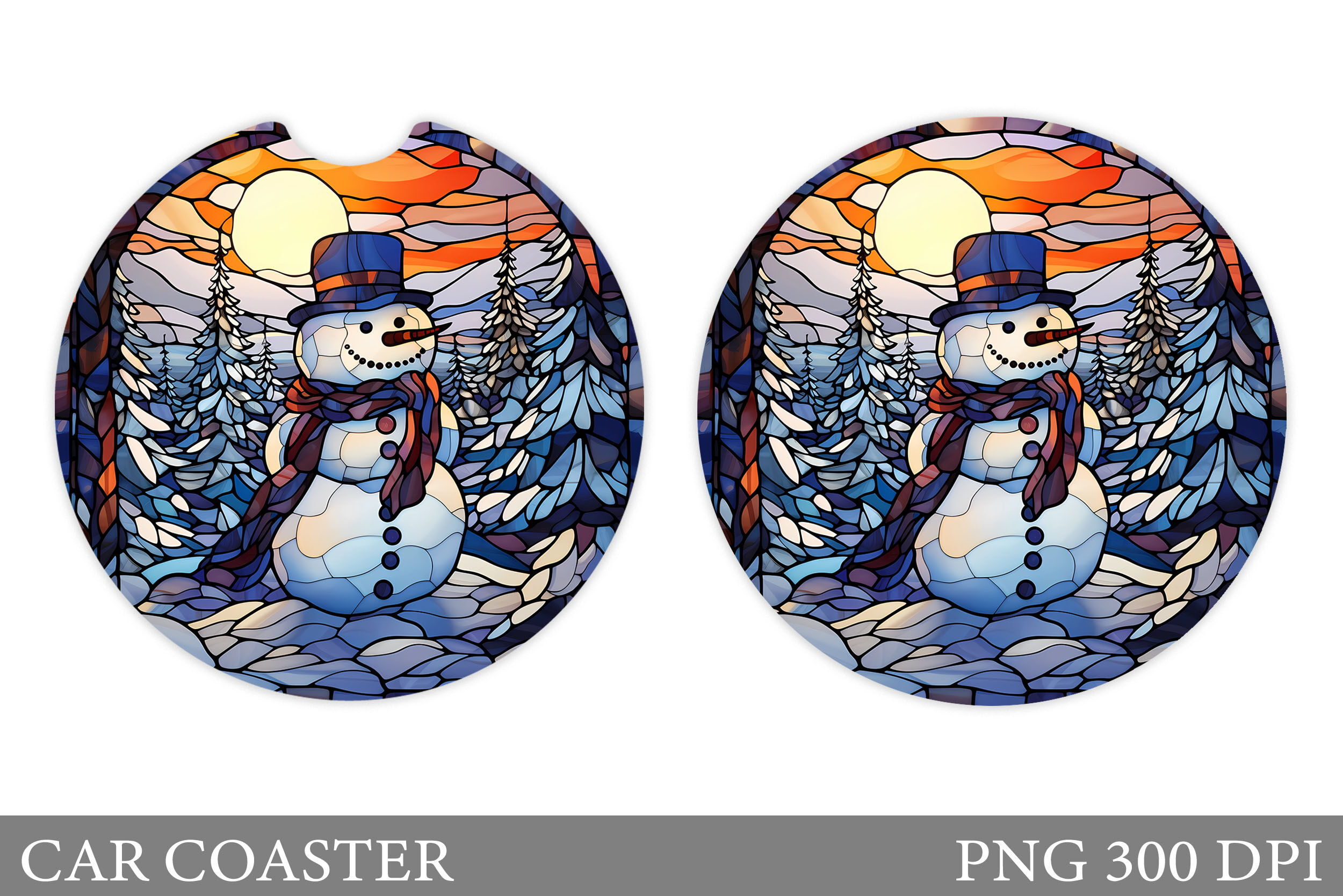 Snowman Car Coaster Design. Stained Glass Car Coaster By IrinaShishkova ...