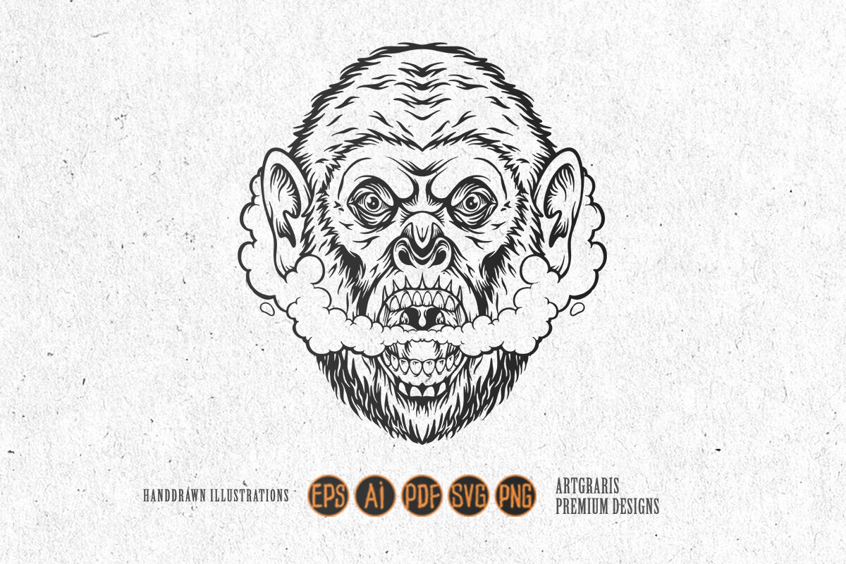 Beware smoke weed enshrouded monkey head roar illustrations silhouette By  artgrarisstudio